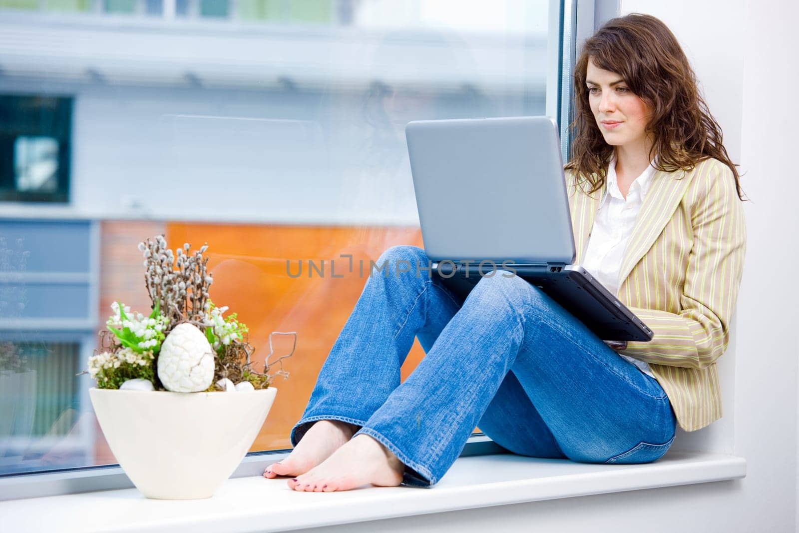 Businesswoman working on laptop