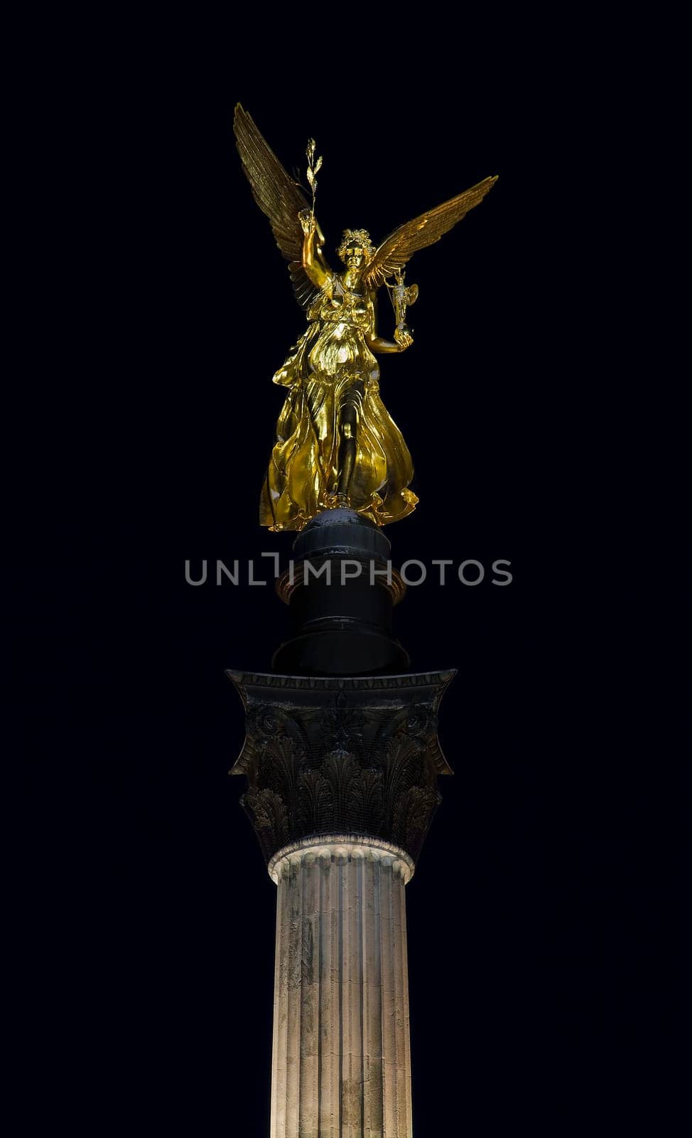 Munich Angel of Peace at night