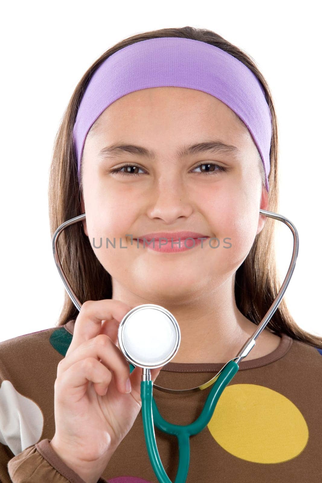 Little girl doctor making examining