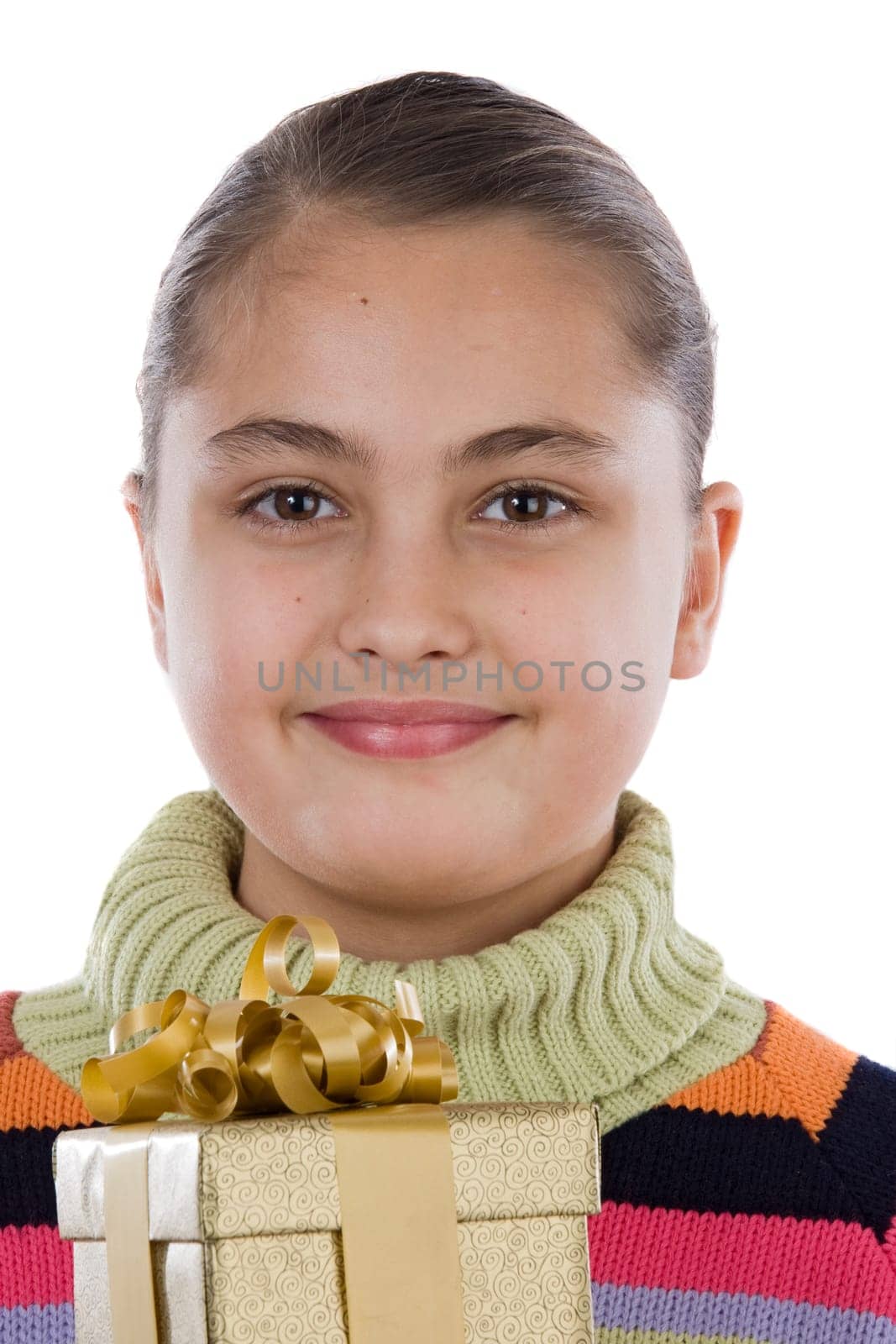 Beautiful girl with presents of birthday