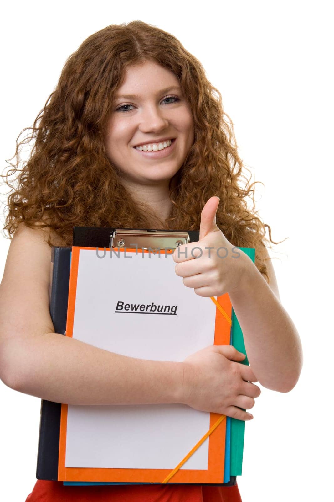 Female student with portfolio application