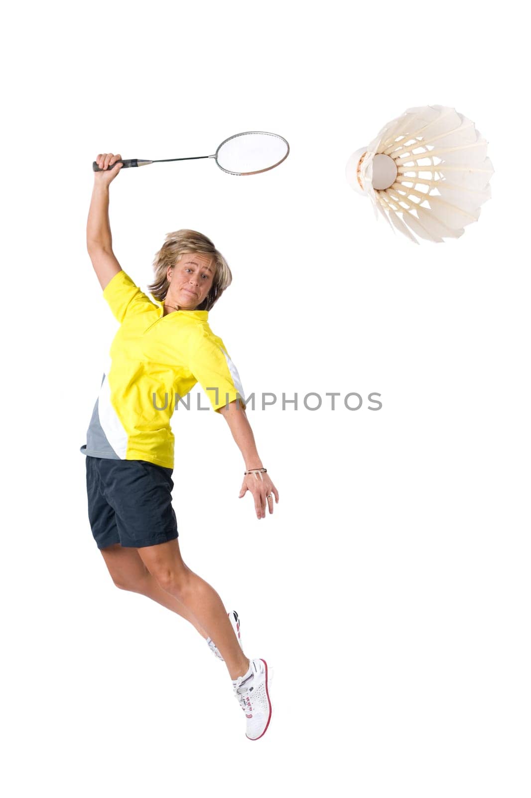 Woman playing badminton