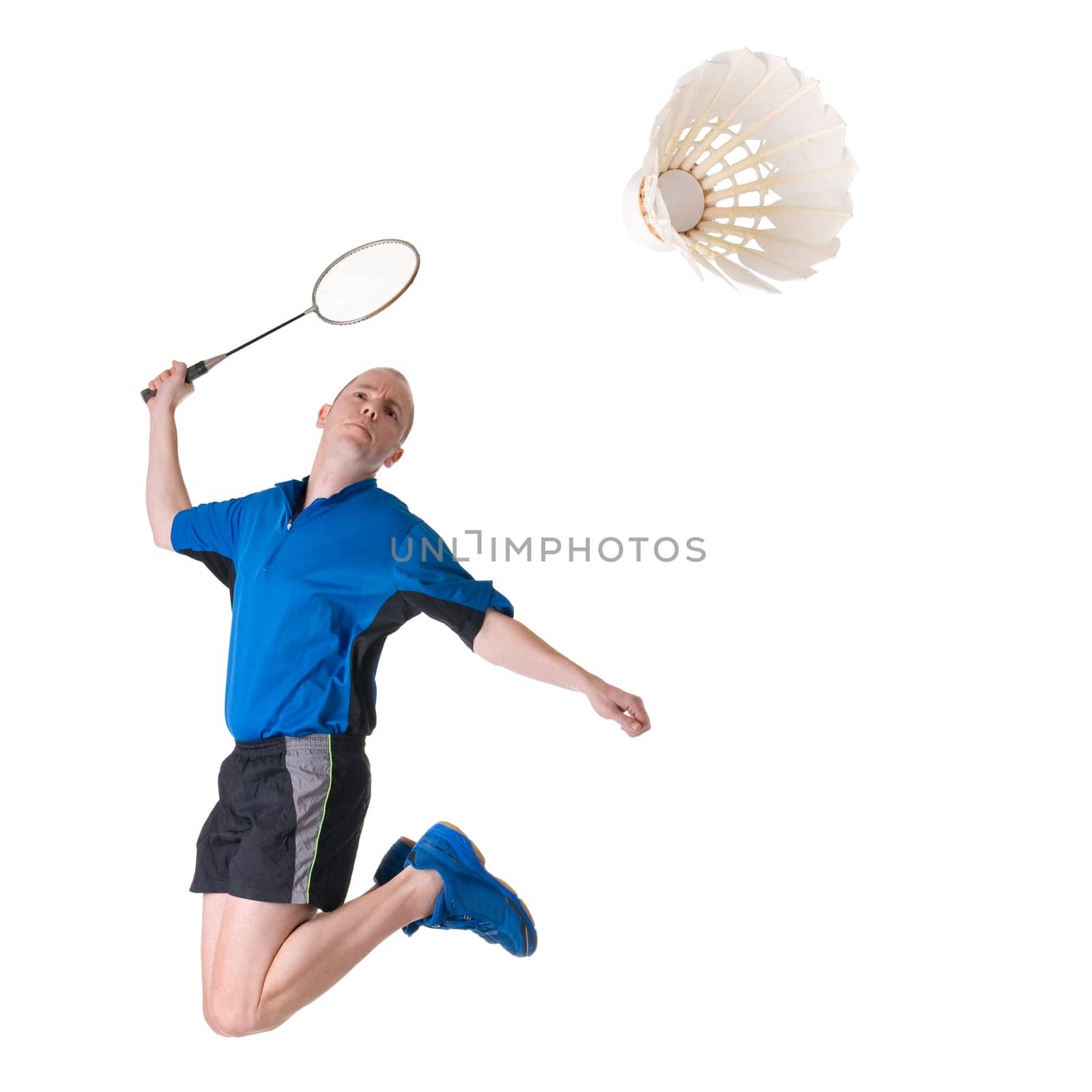 Man playing badminton