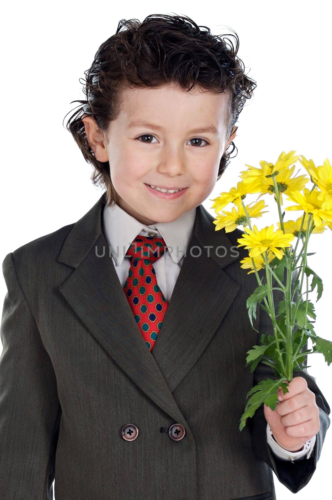 beautiful boy with flowers