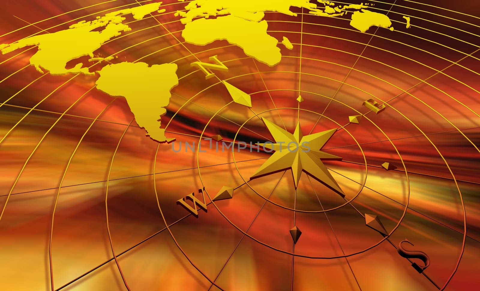 Compass with world map