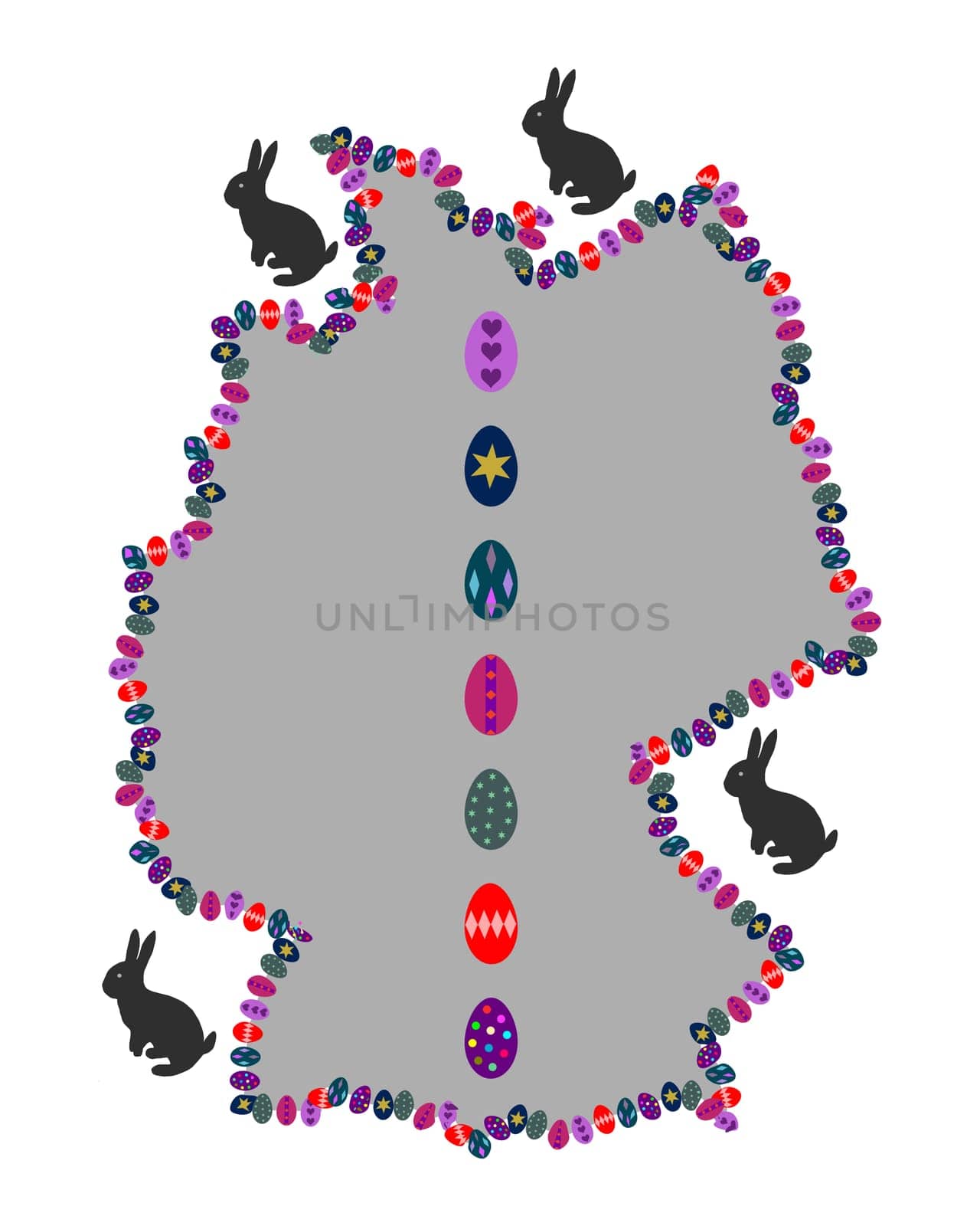 Map of Germany with Easter eggs and Easter bunnies