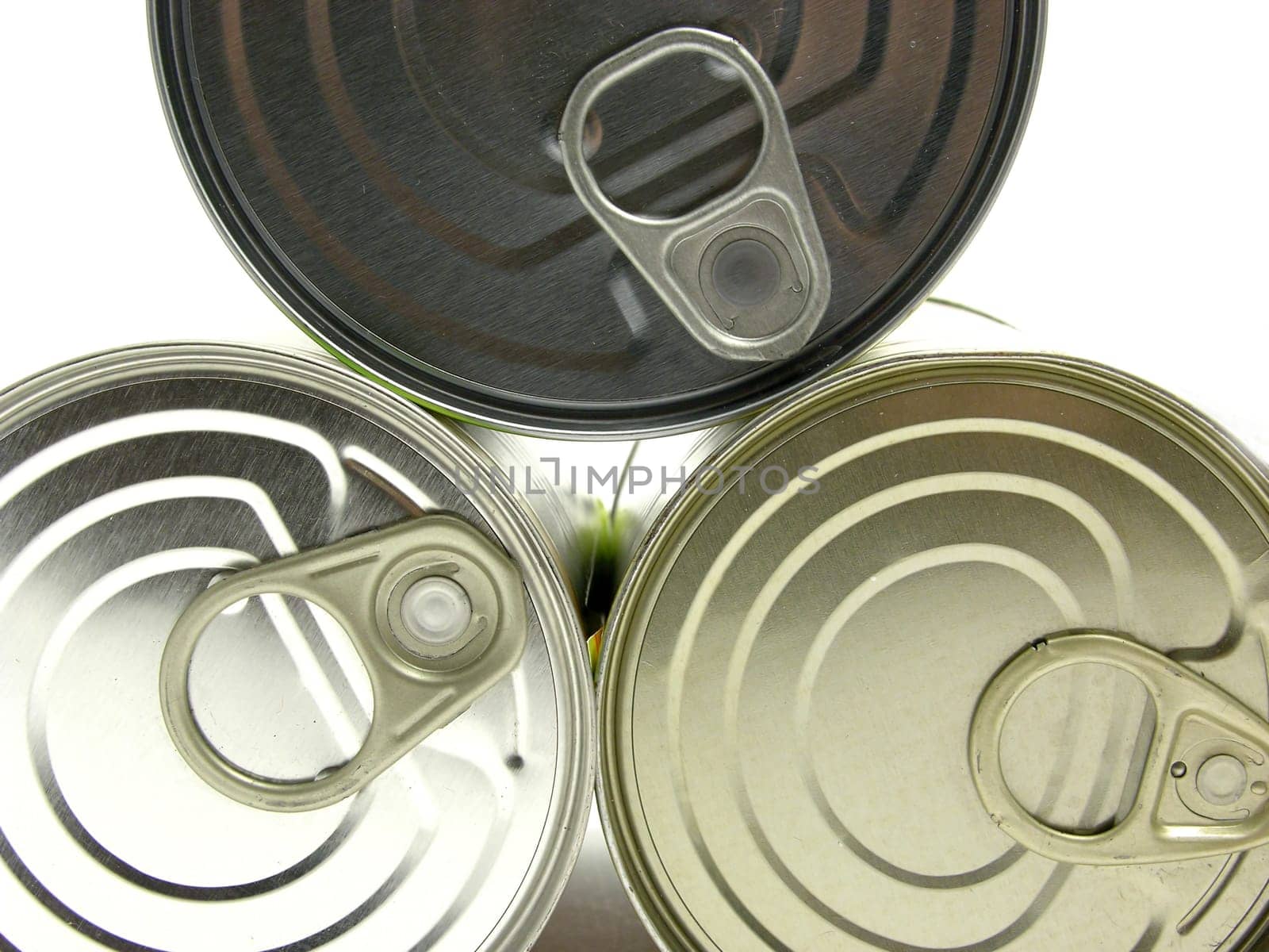 Three horizontal tin cans
