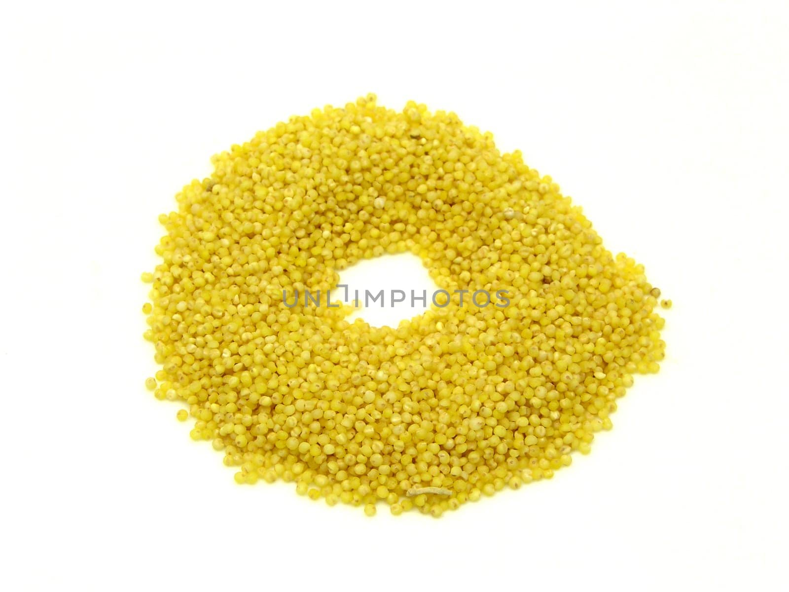 Millet arranged in the shape of a wheel