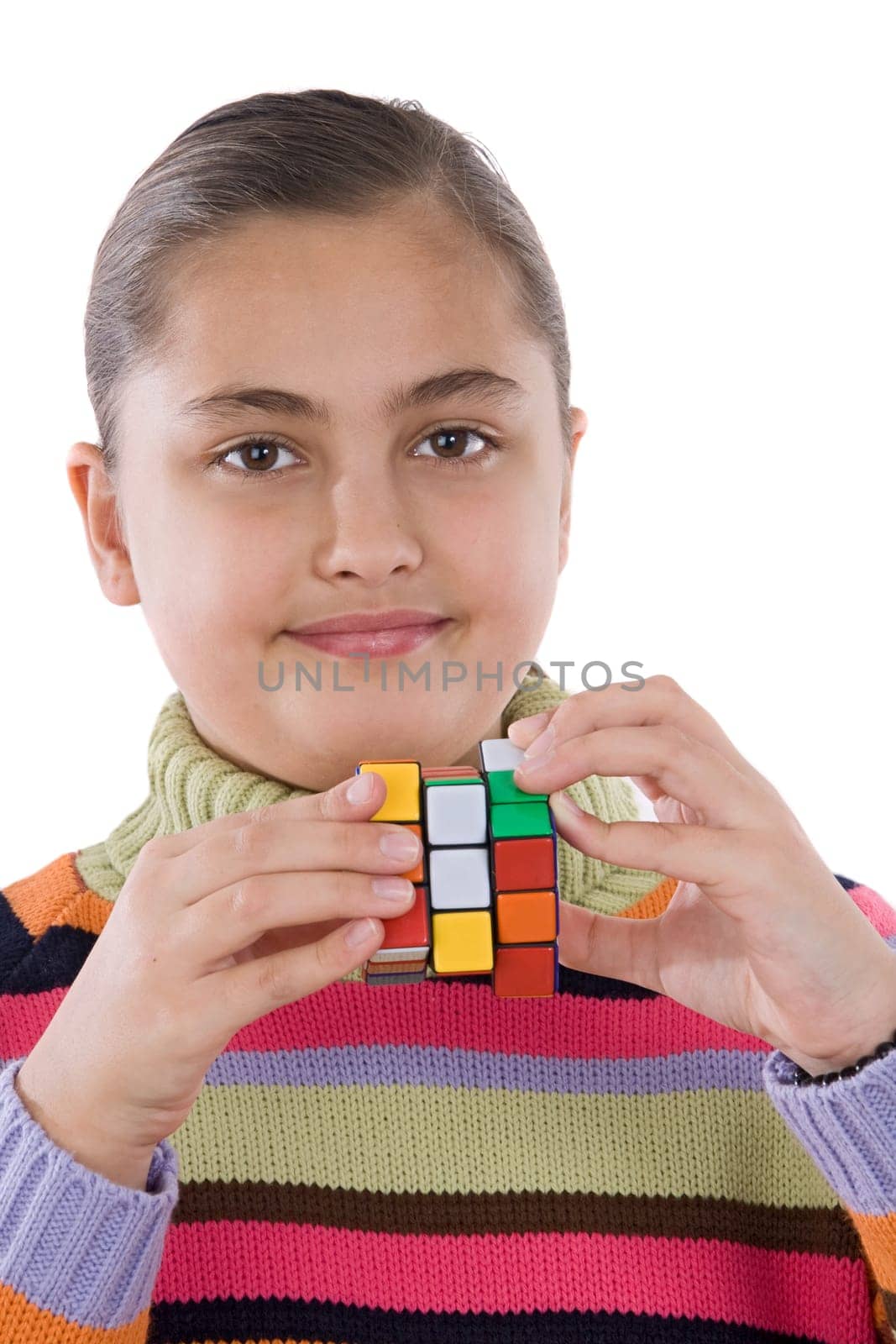 Adorable girl with a cub