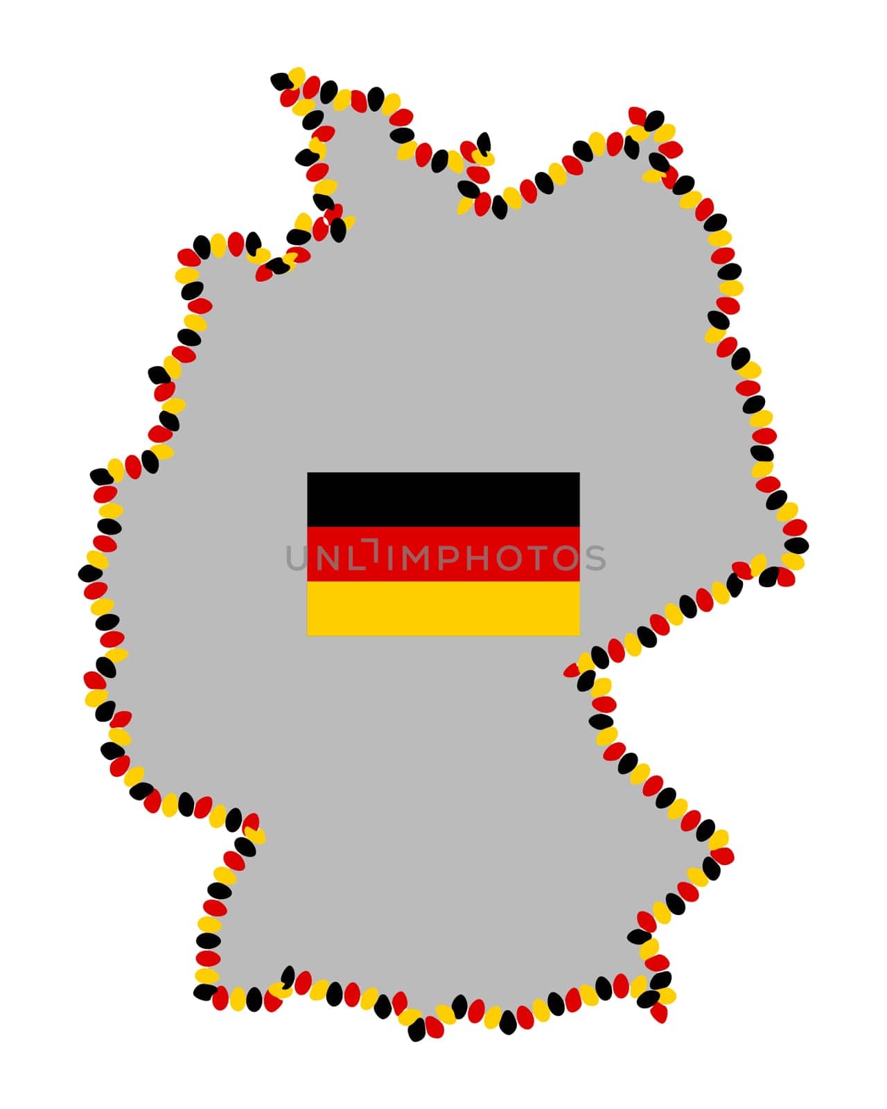 Map of Germany with Easter eggs and flag
