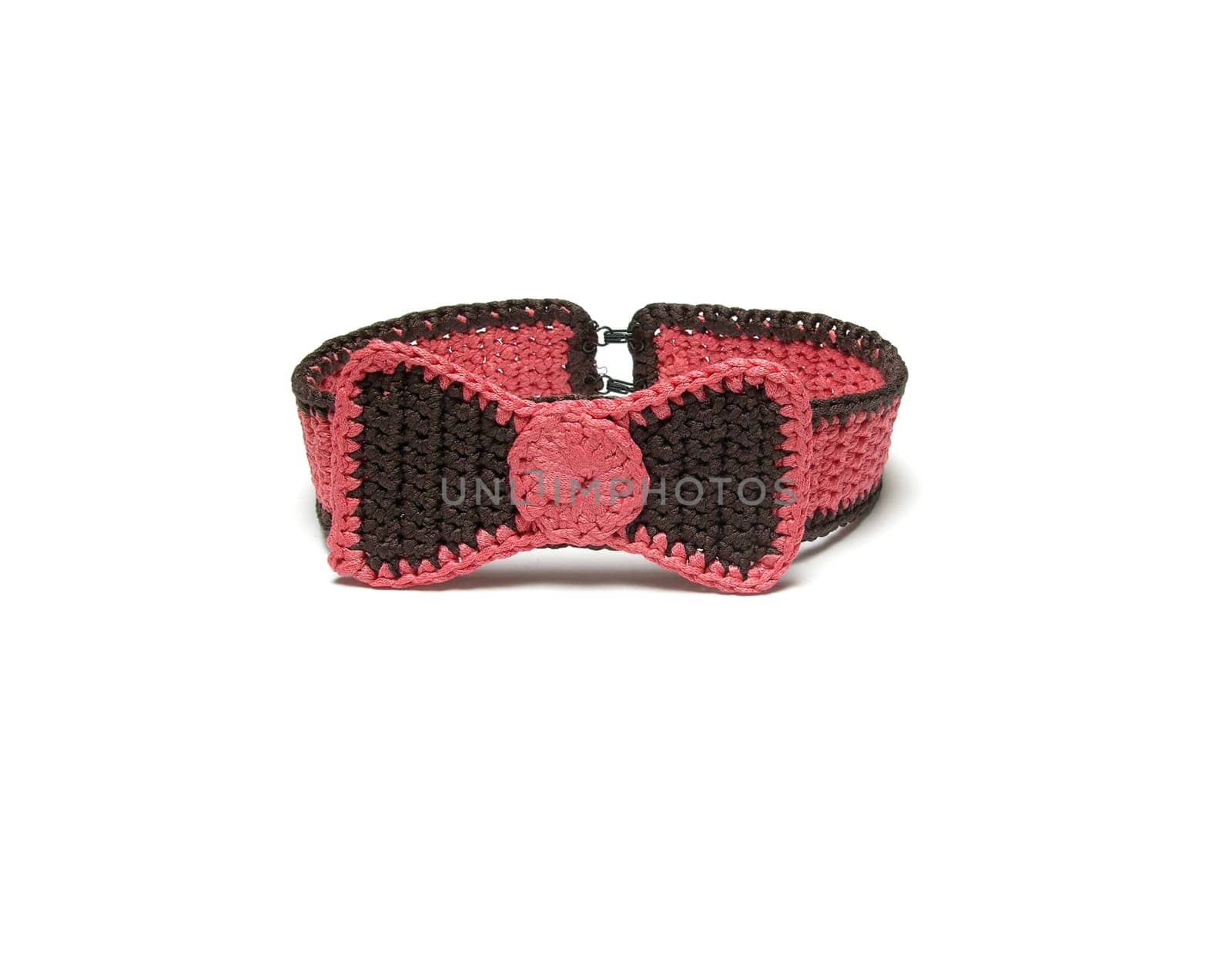 Homemade crocheted choker with bow tie