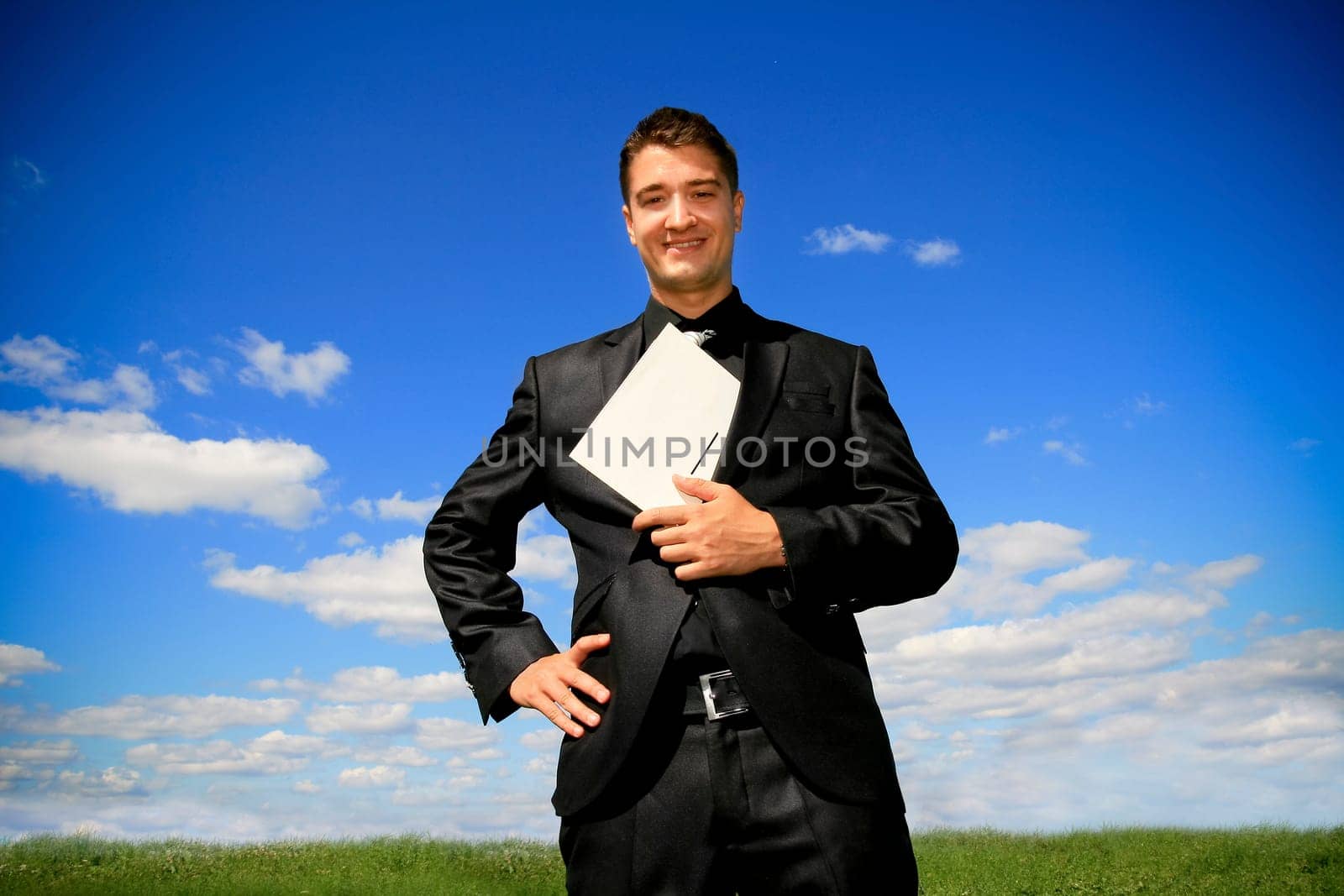 Businessman holding a folder