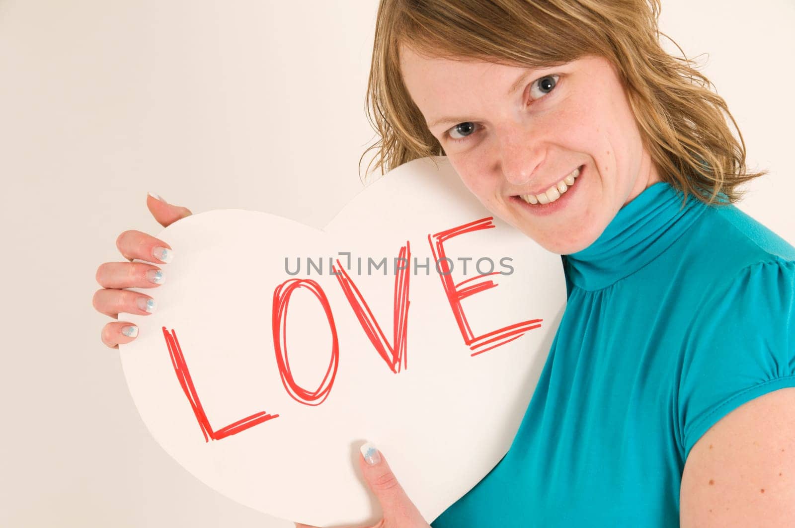 woman with white love heart