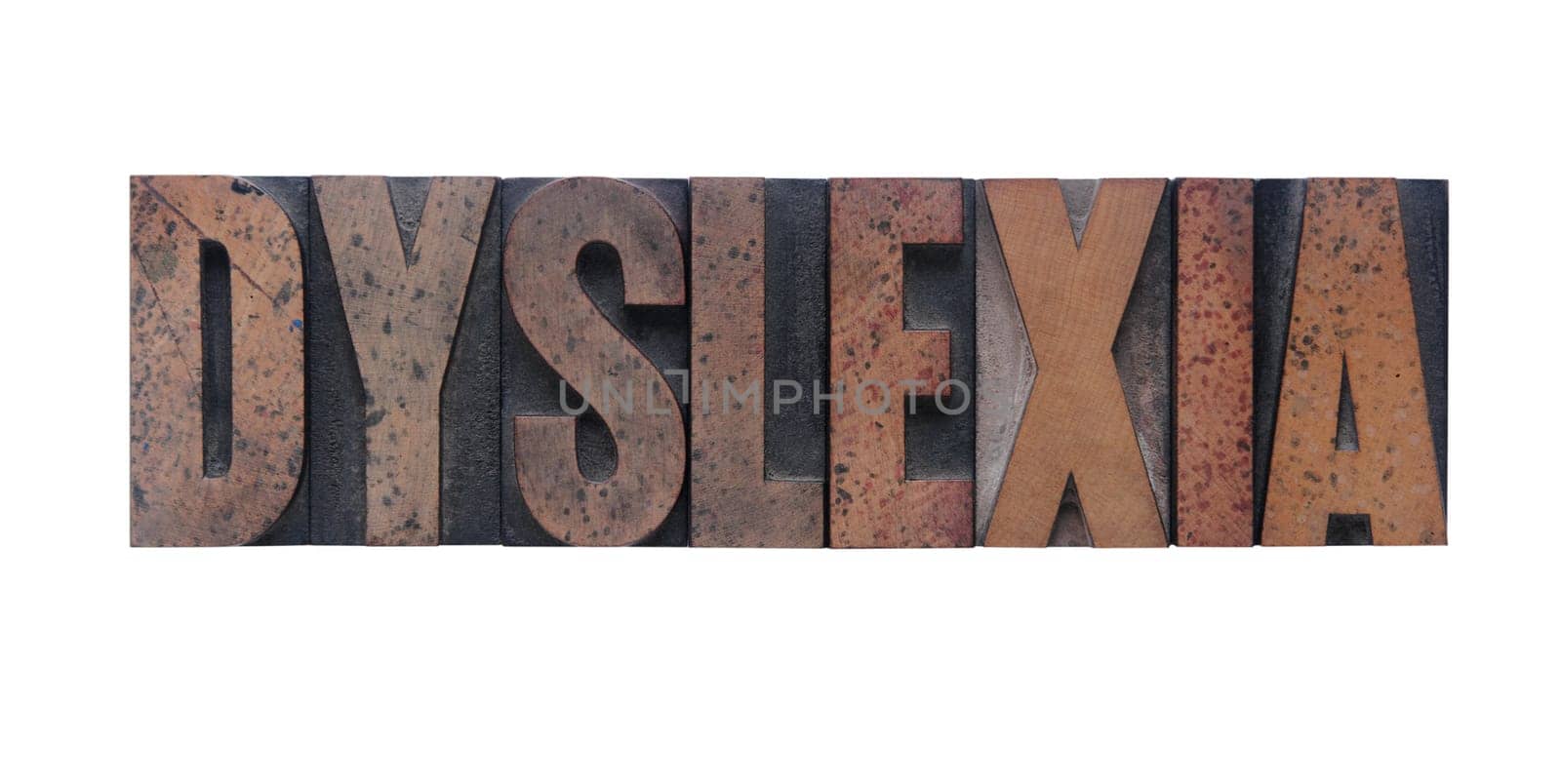 dyslexia in old ink-stained wood type
