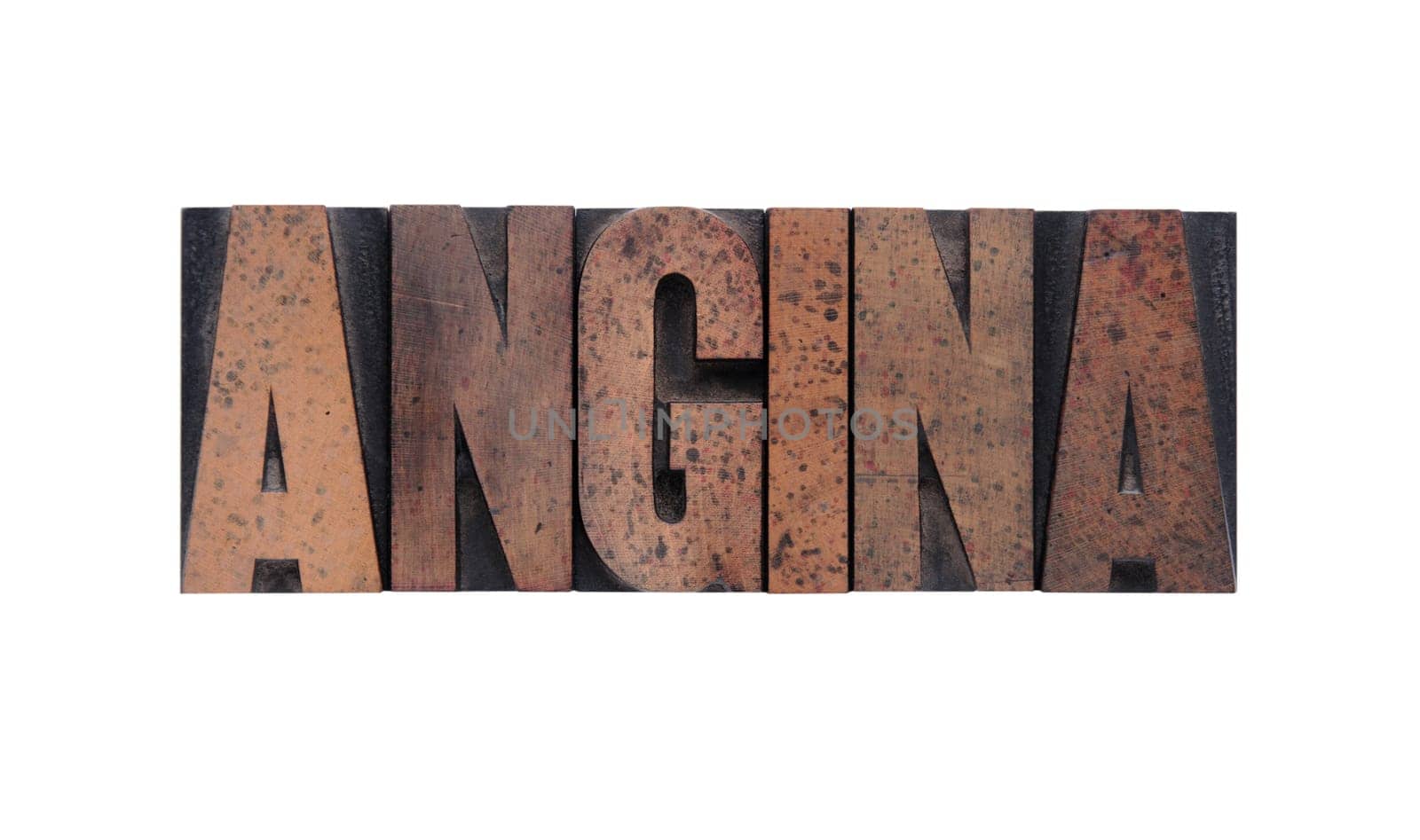 angina in old ink-stained wood type