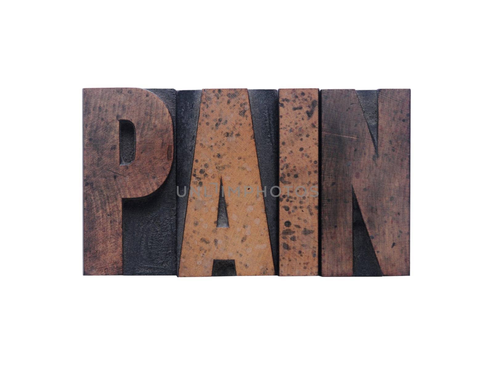 pain in old ink-stained wood type
