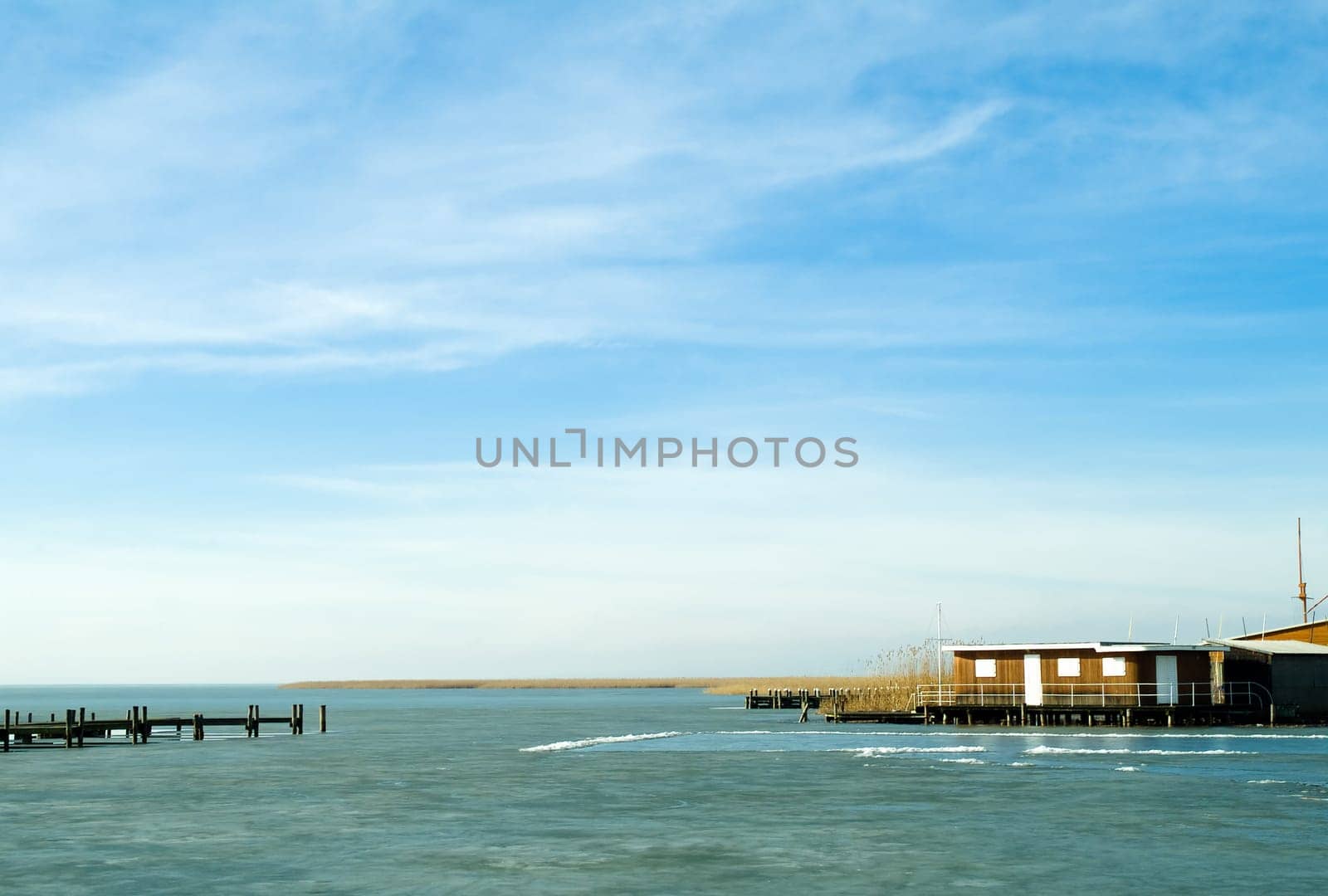 Lakeside Landscape with Boathouse