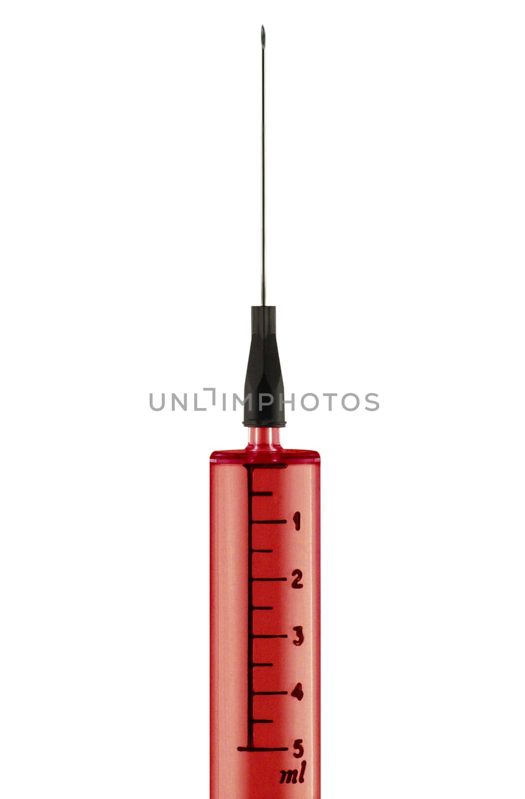 Syringe with blood