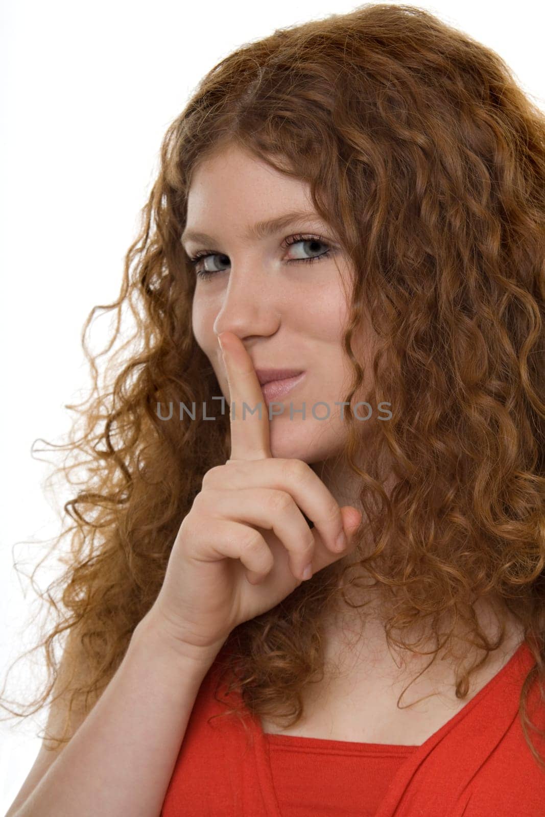 Woman with gesture calm