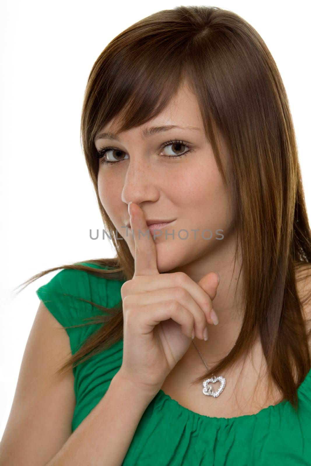 Woman with gesture calm