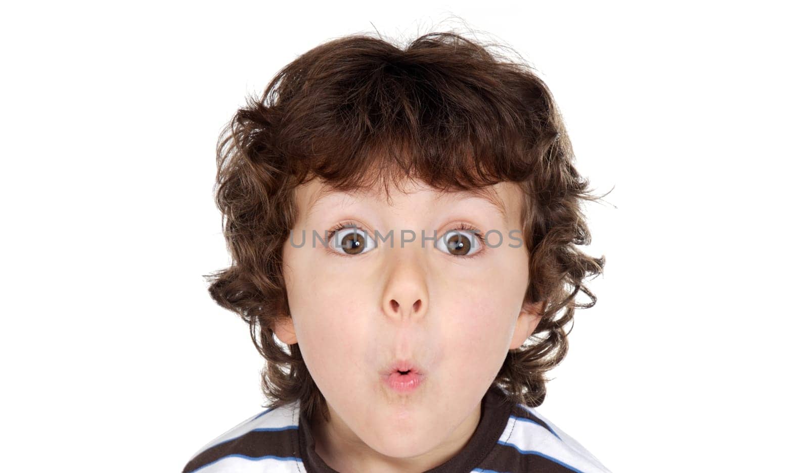 Adorable happy boy making faces