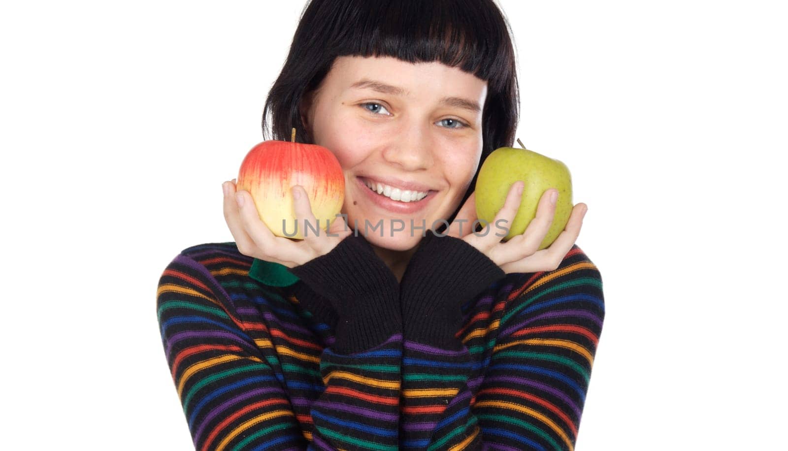 Adolescent with apples