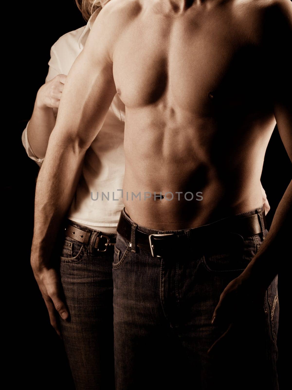 Free man torso with woman