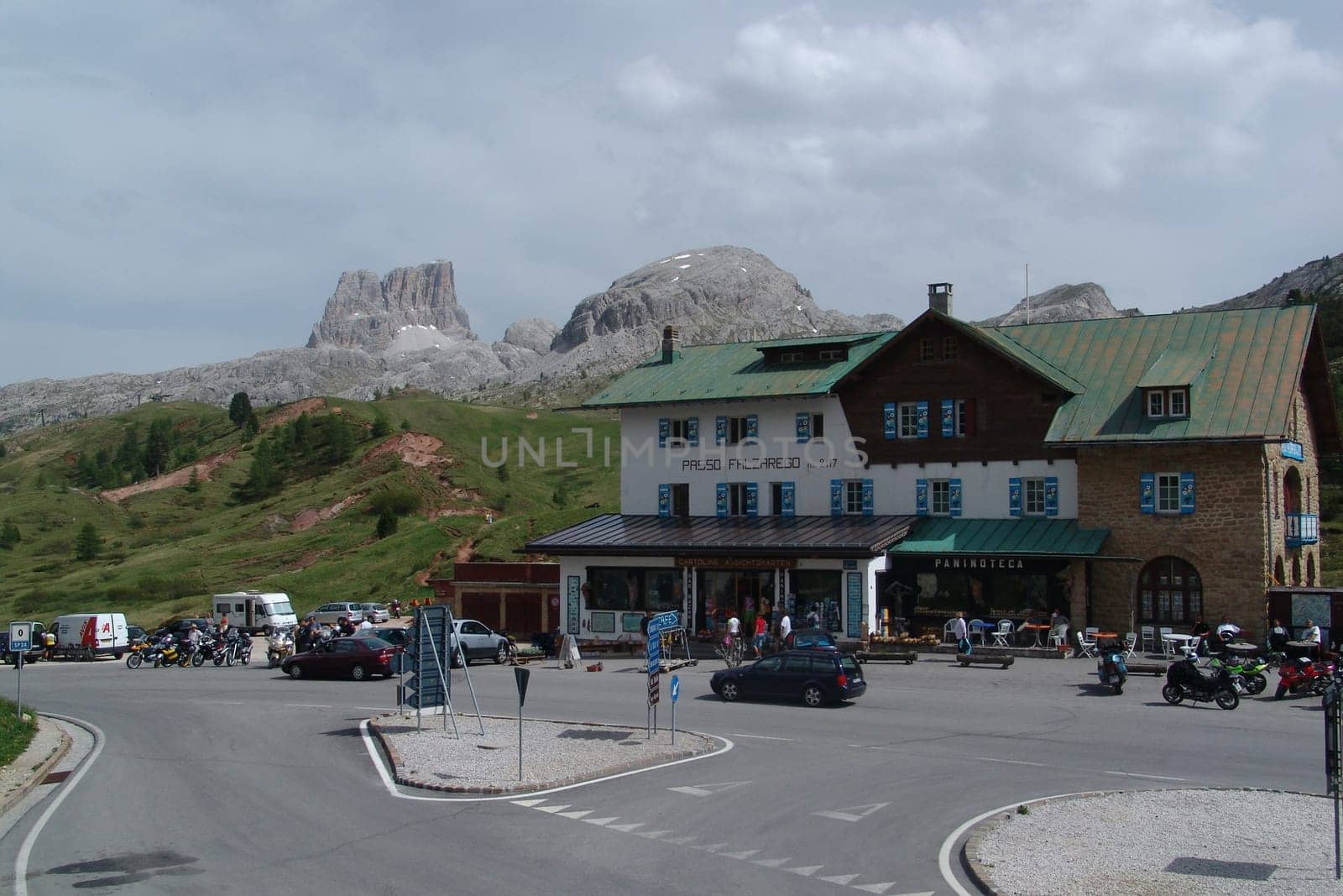 Rest house on a pass in the Dolomites