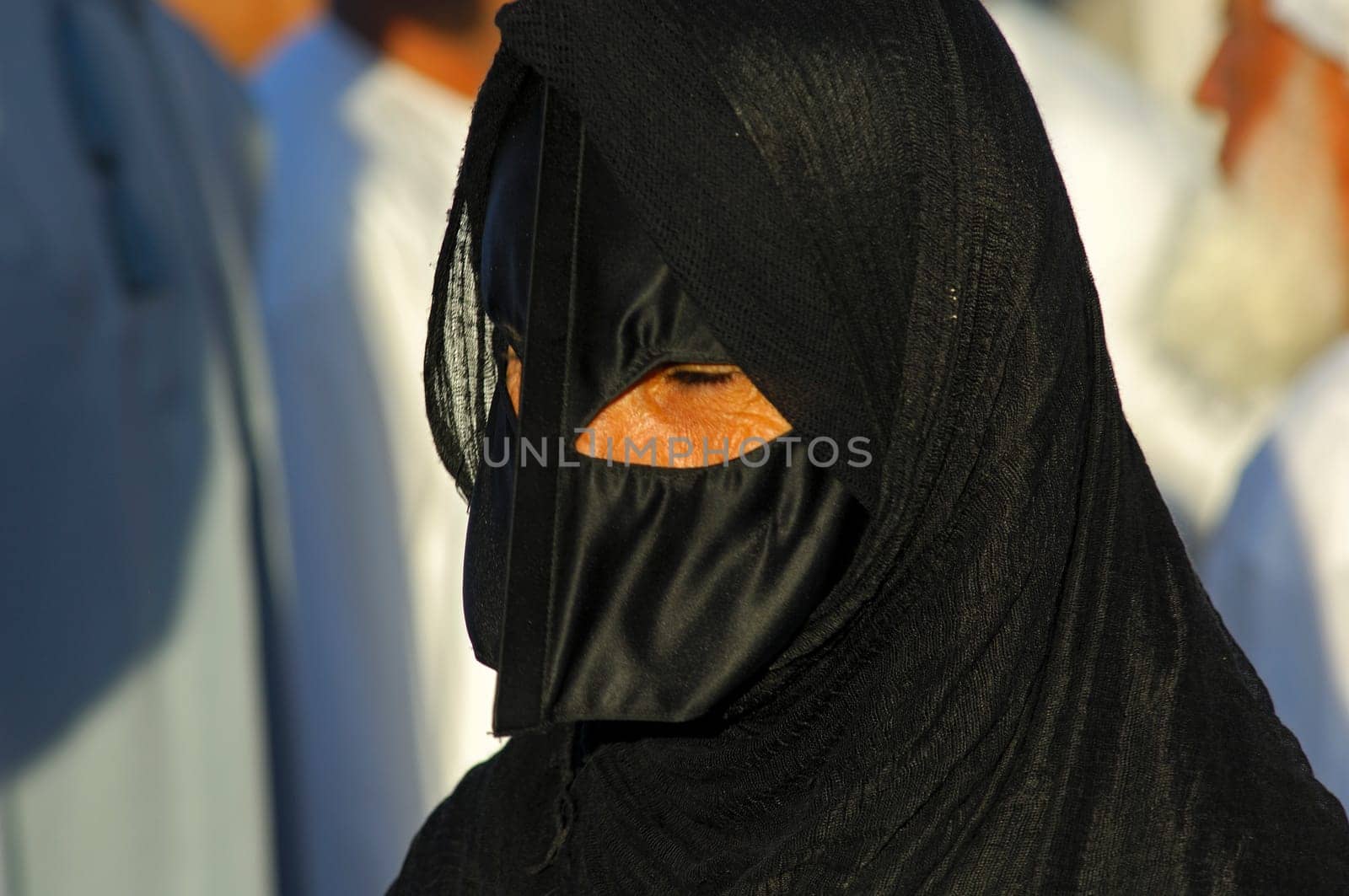Omani woman with traditional burqa mask,Oman