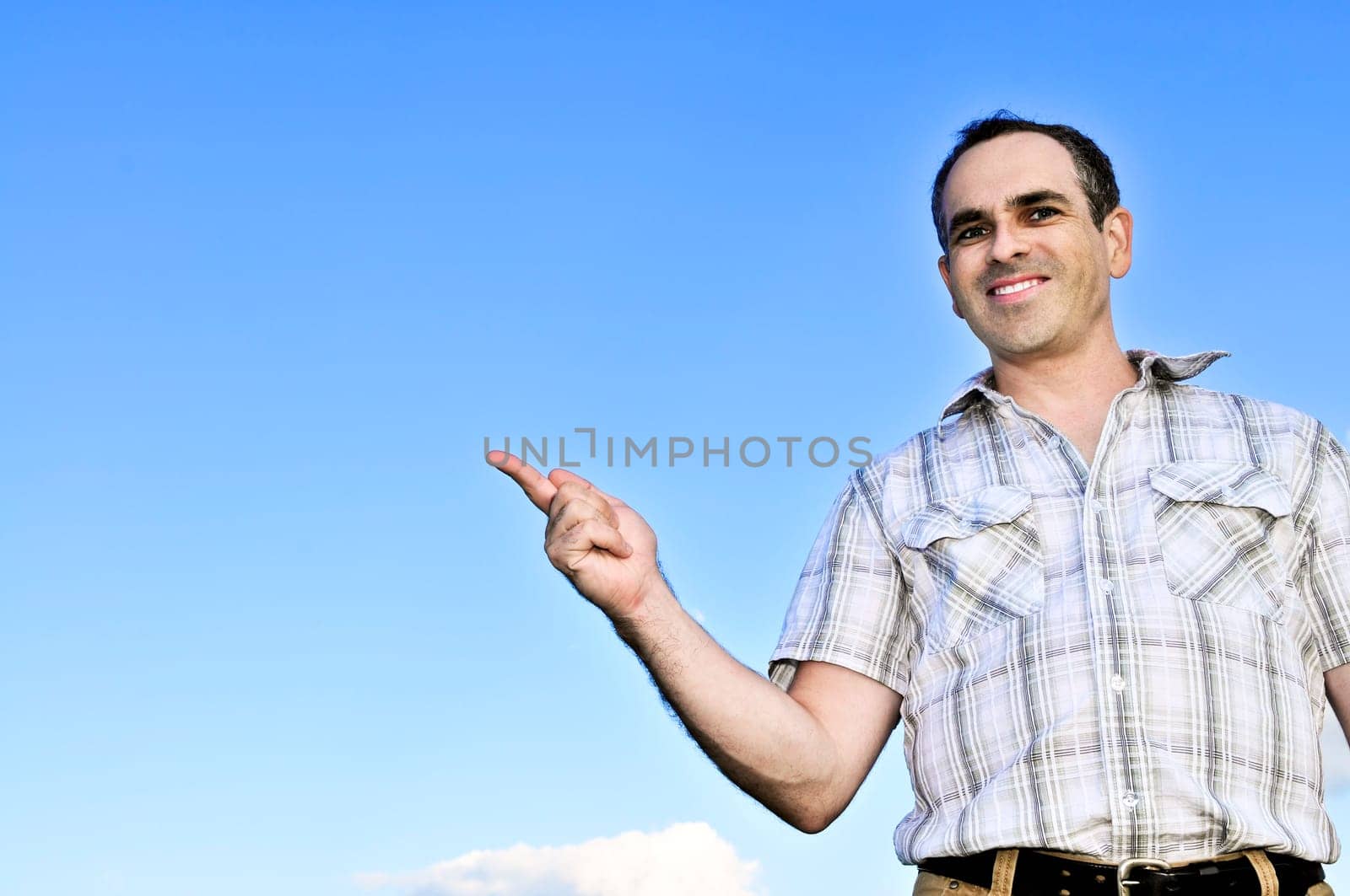 Happy man gesturing
