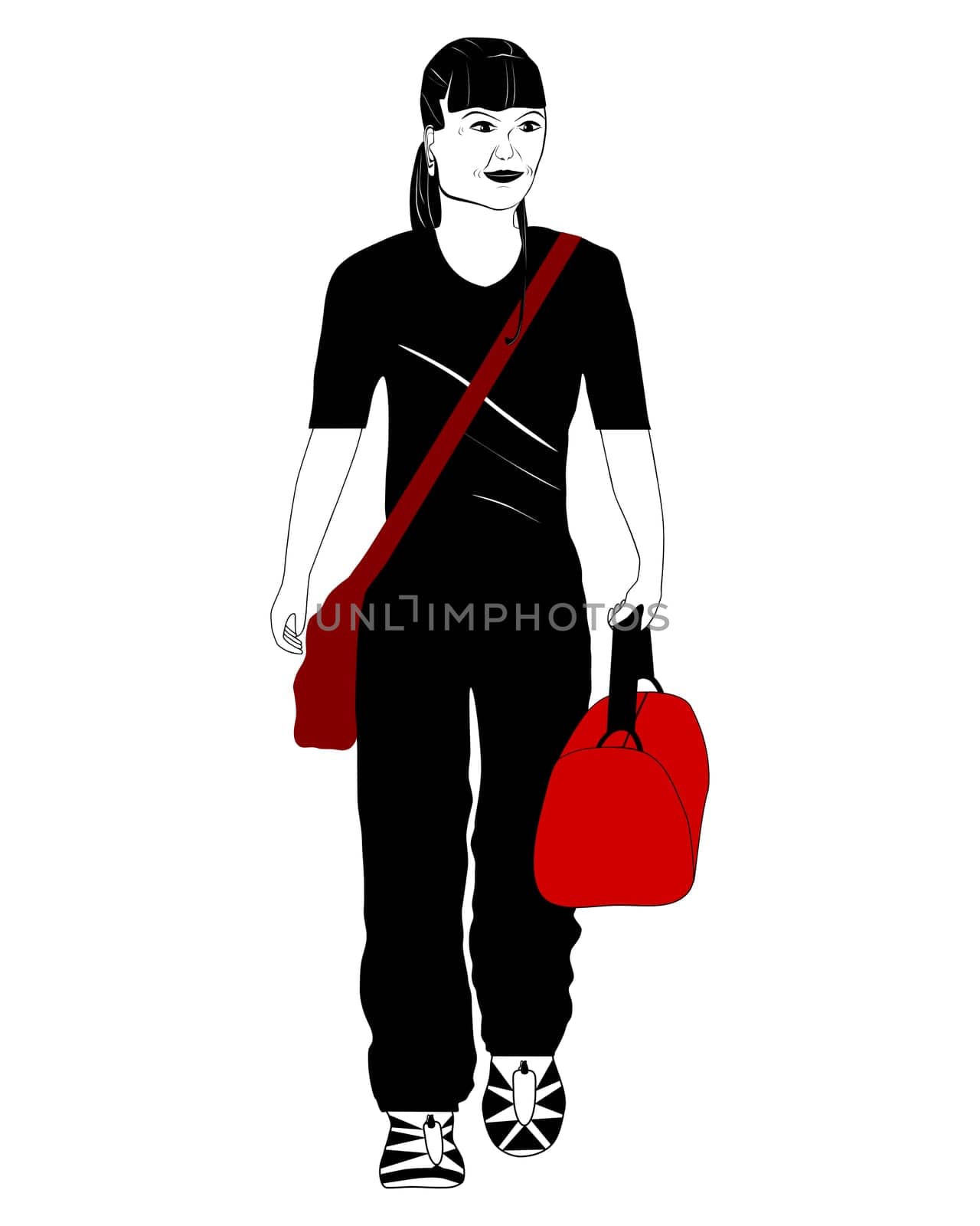Sporty woman traveling