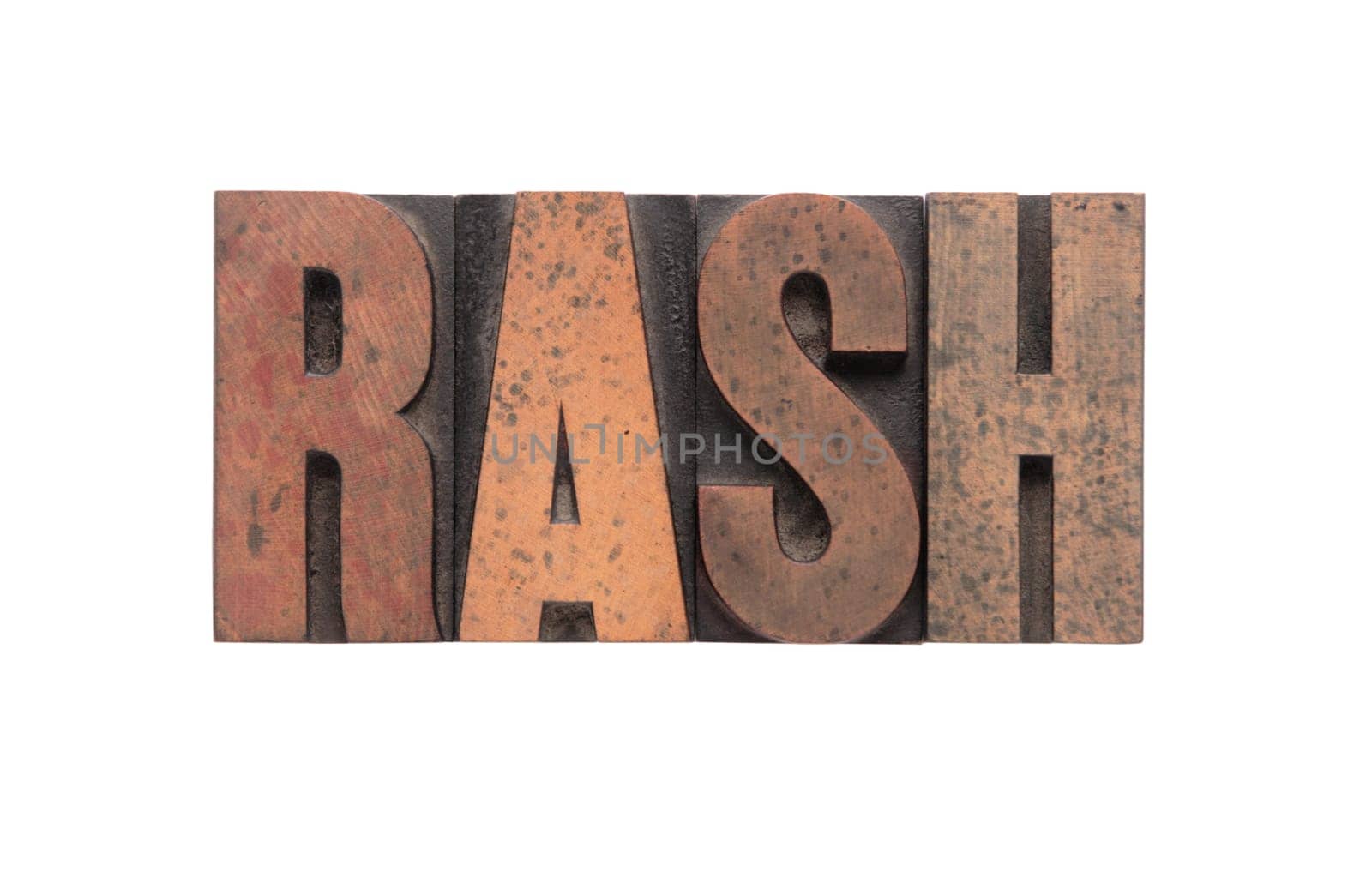 rash in old ink-stained wood type