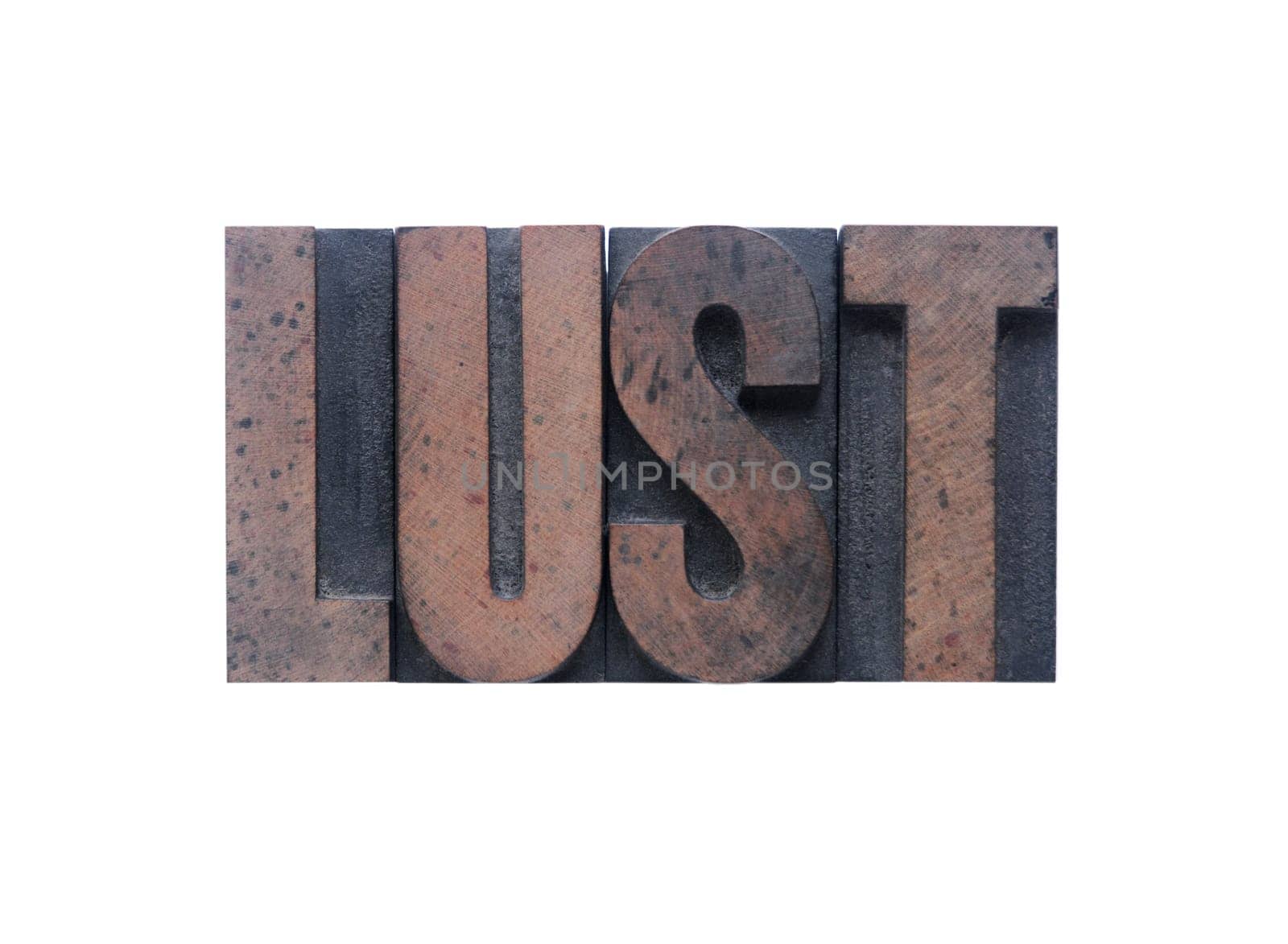 lust in old ink-stained wood type
