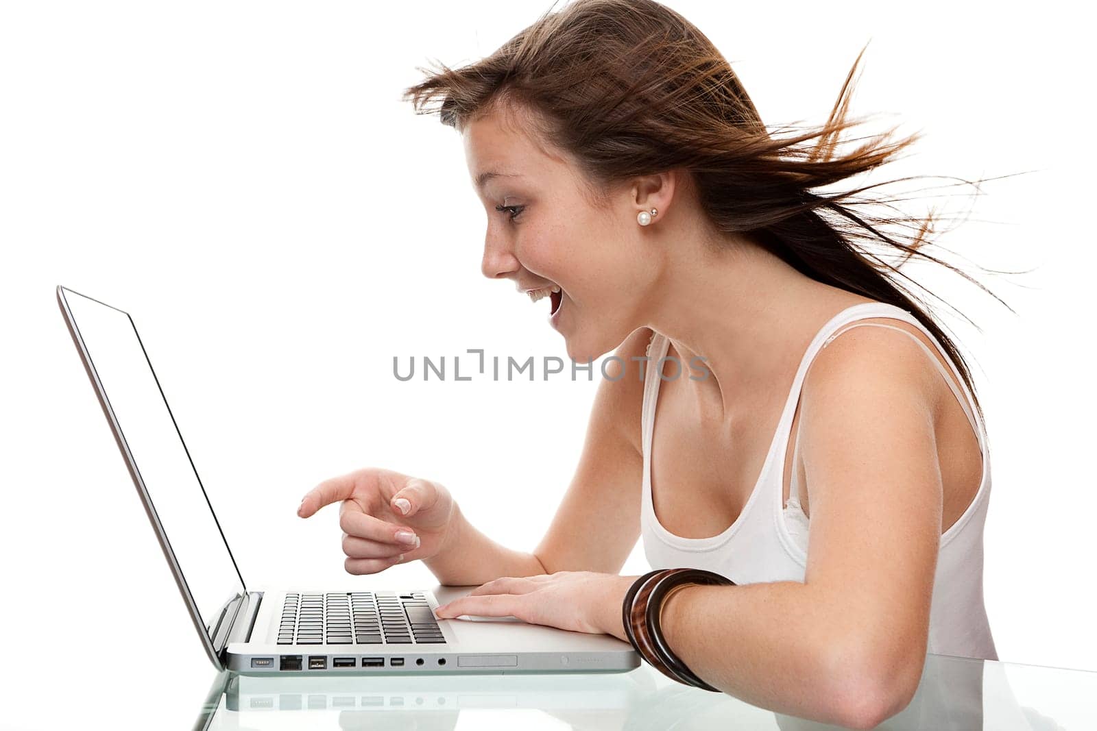 attractive teenager with laptop
