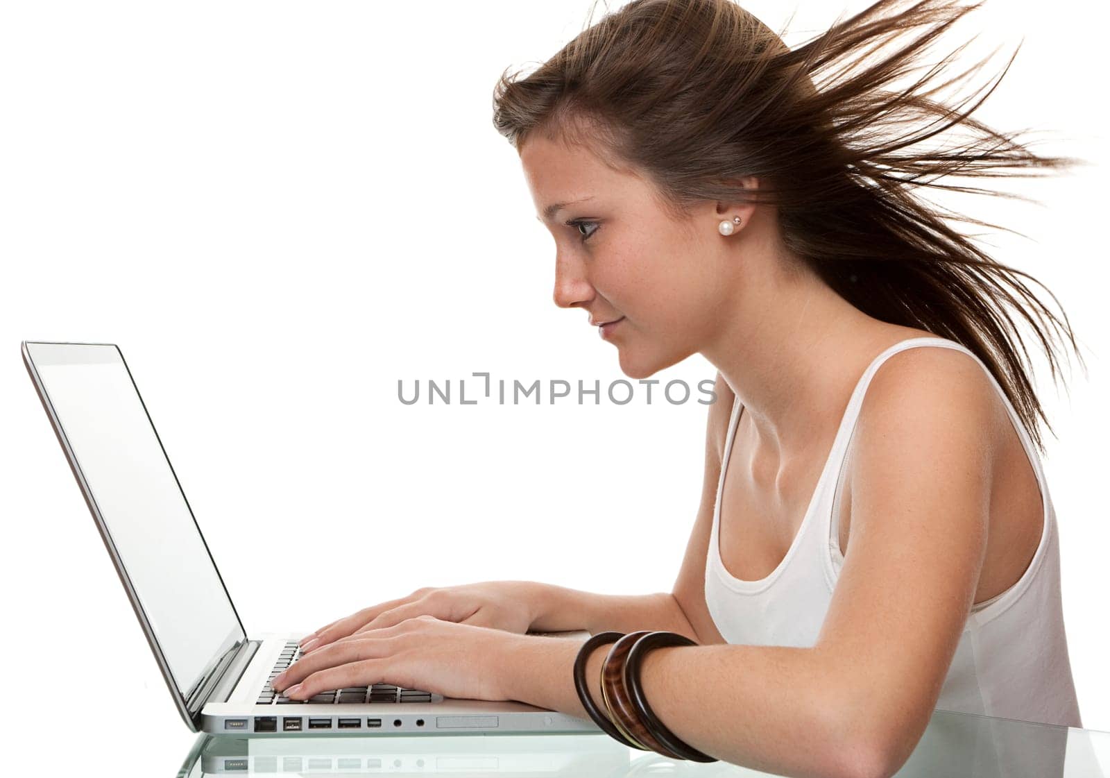 attractive teenager with laptop