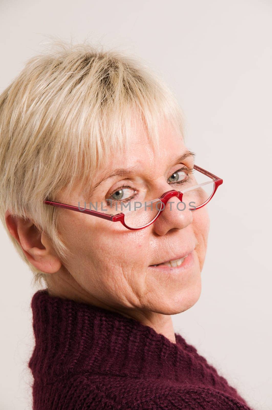 mature woman with glasses