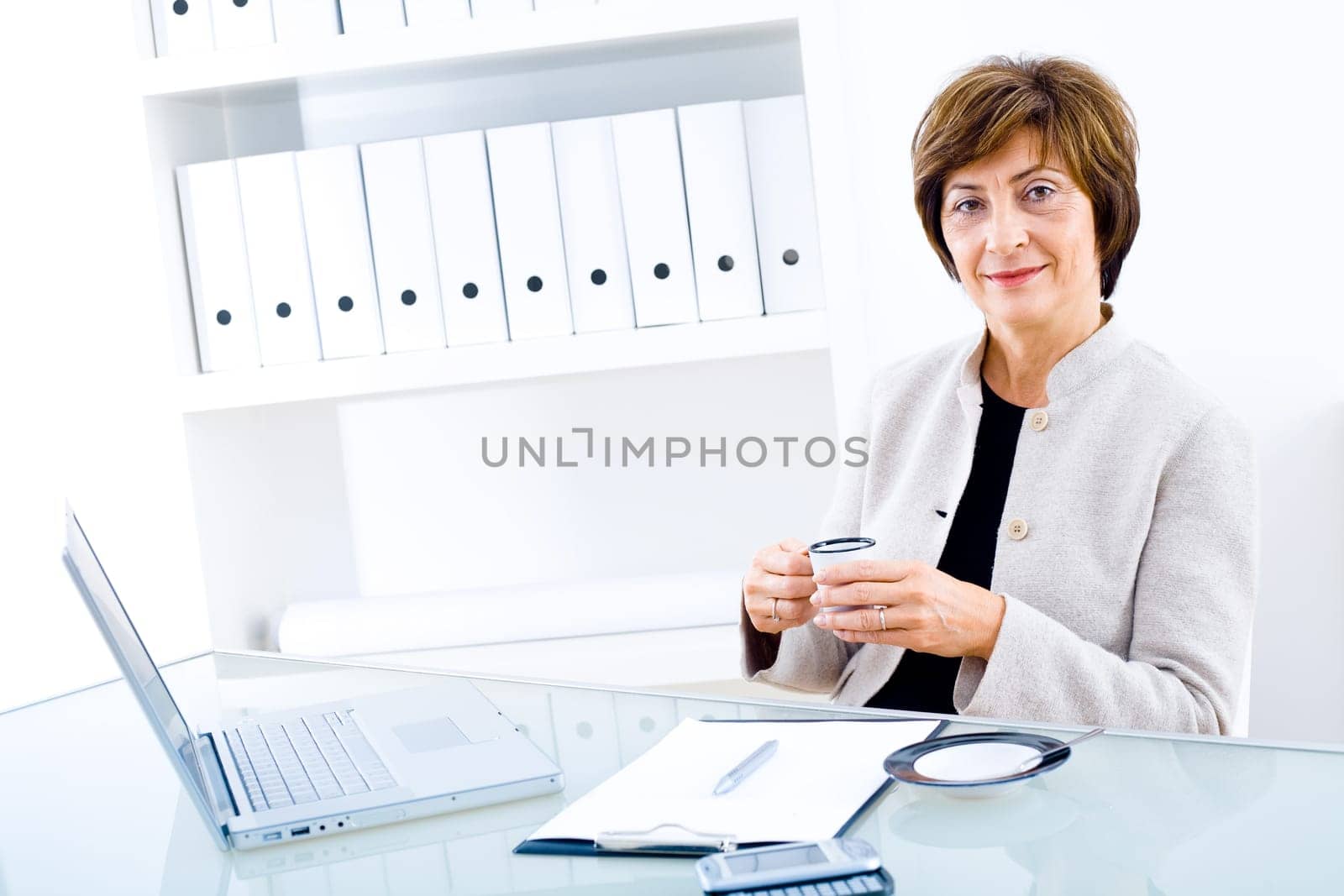 Senior businesswoman at desk