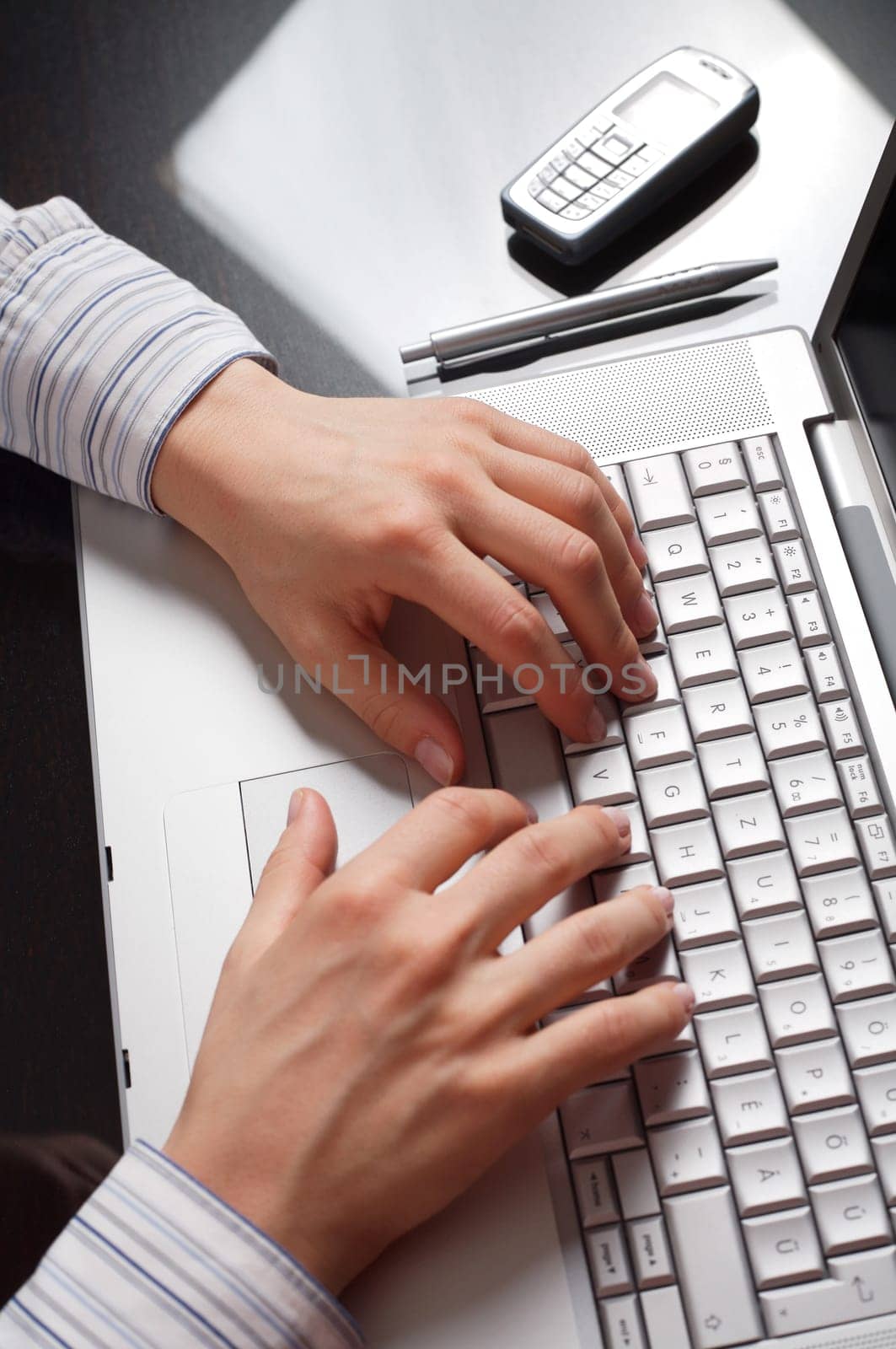 Working on laptop