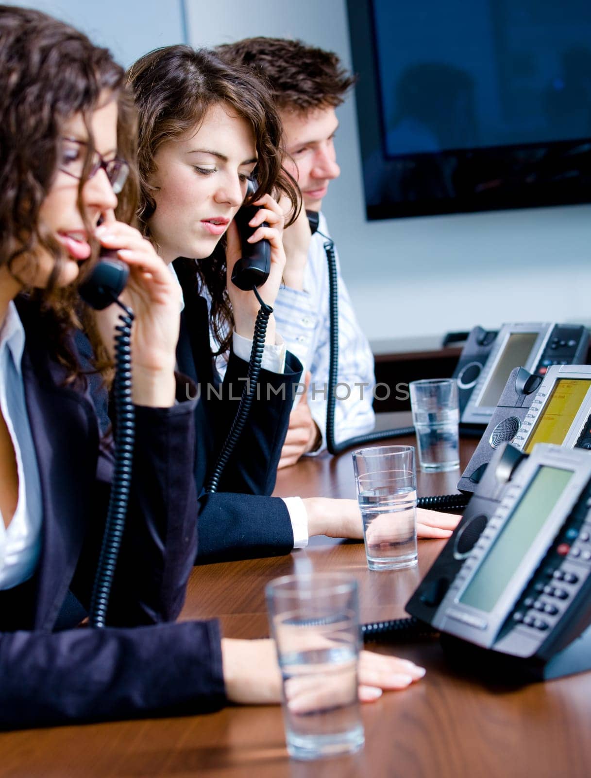 Telephone workers at office