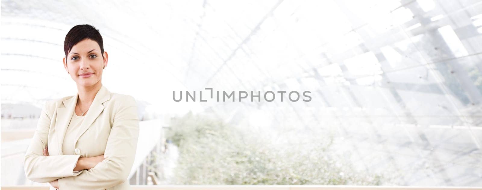 Business banner - young businesswoman