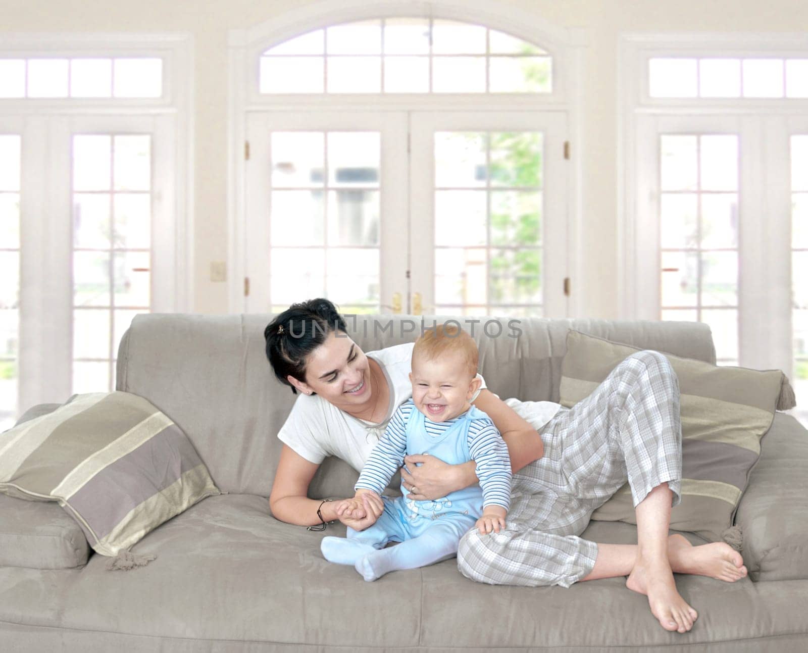 Baby and mother at home