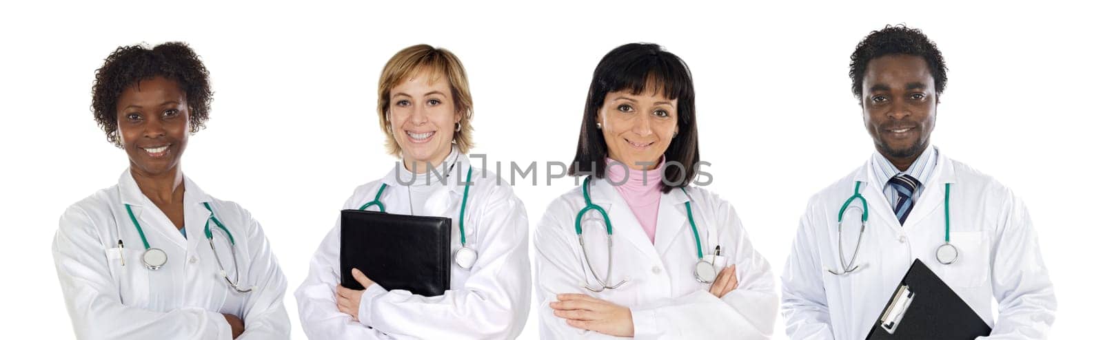 Medical team of four doctors