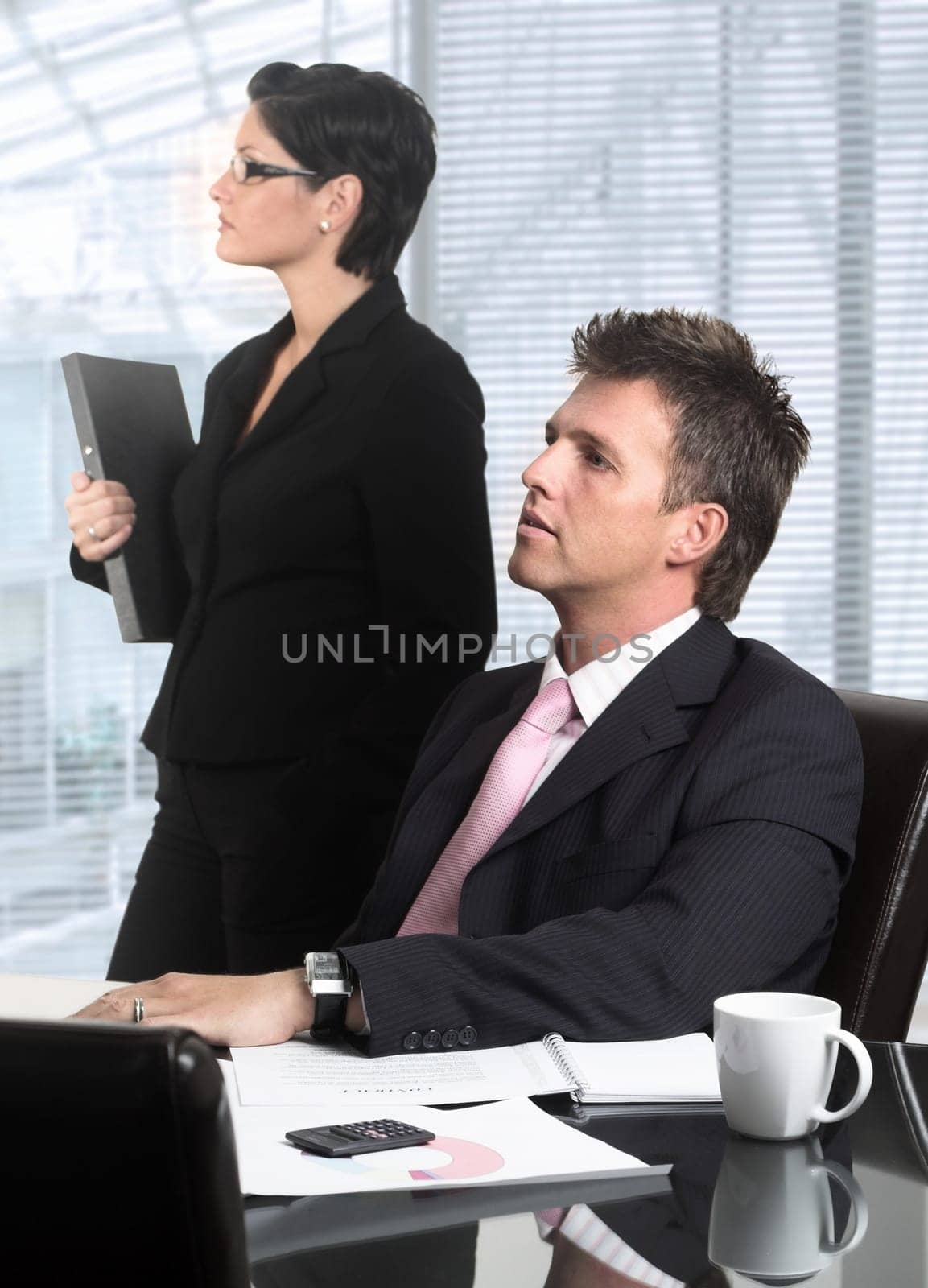 Business people are looking into the future