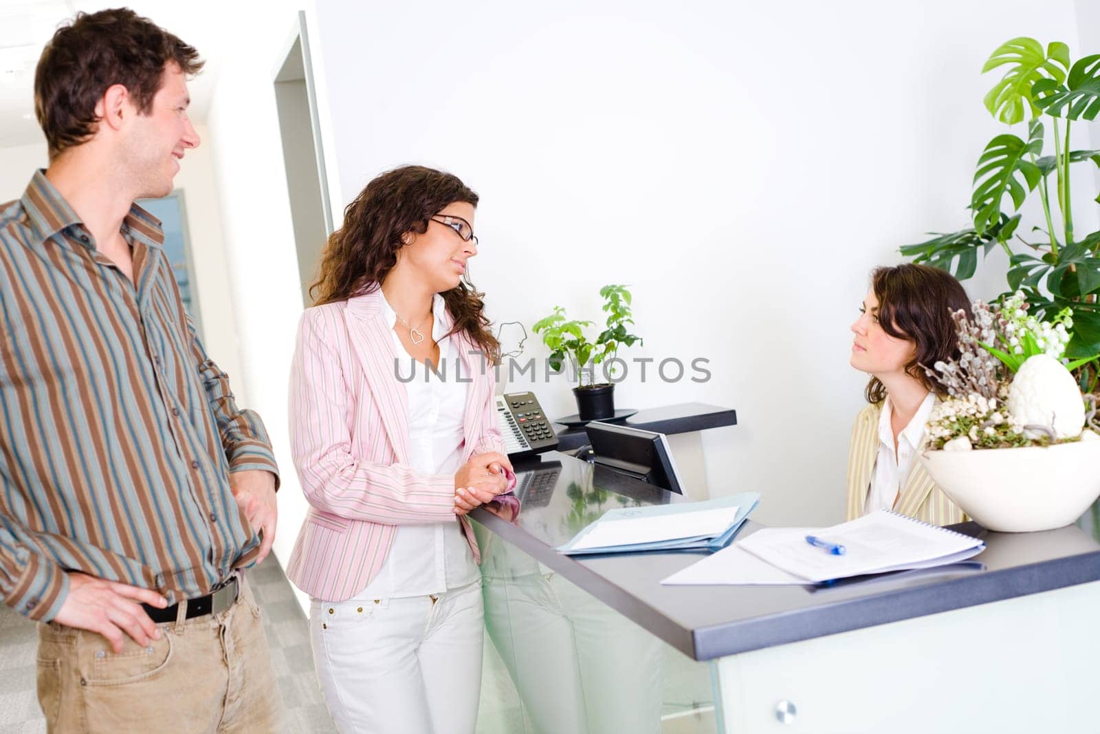 Office workers talking