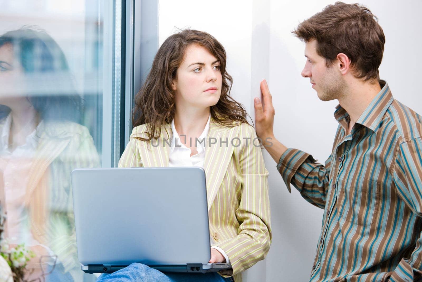 Office workers talking