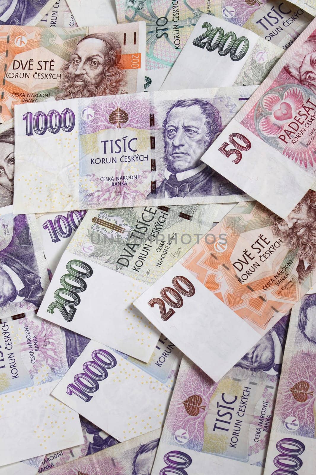Czech money for white background