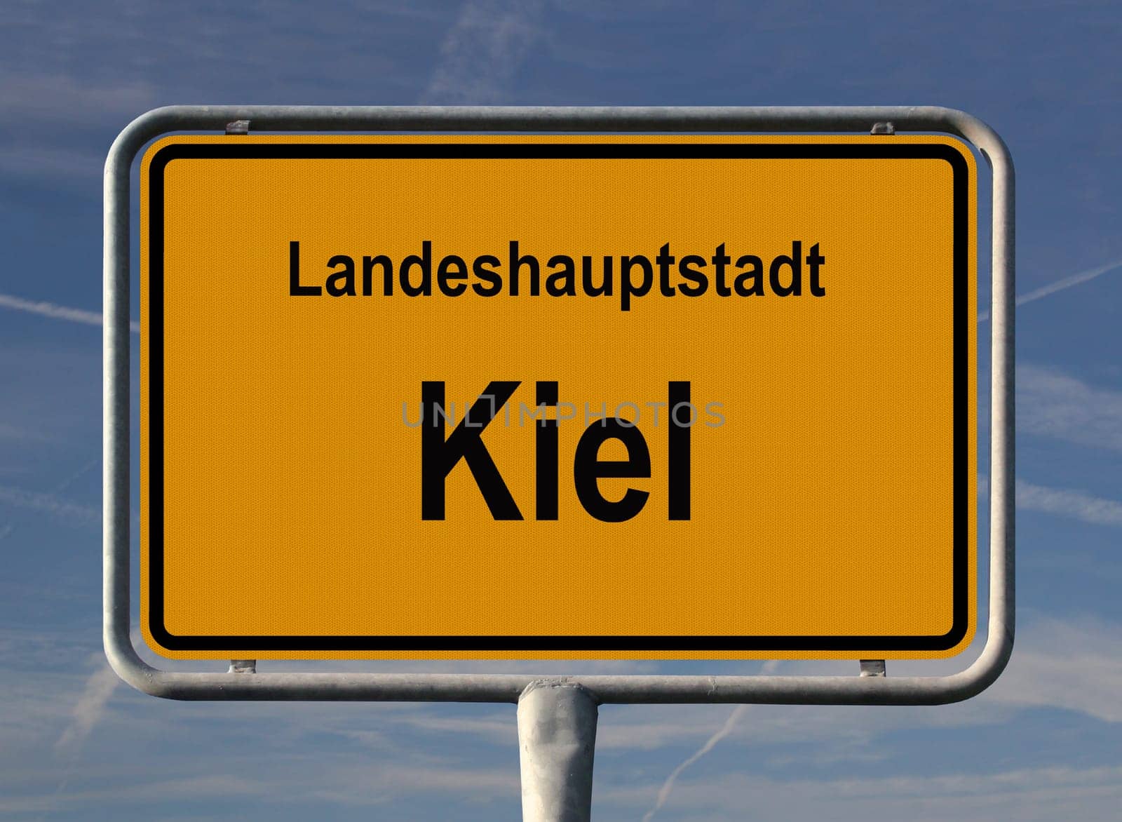 Town sign for the state capital Kiel