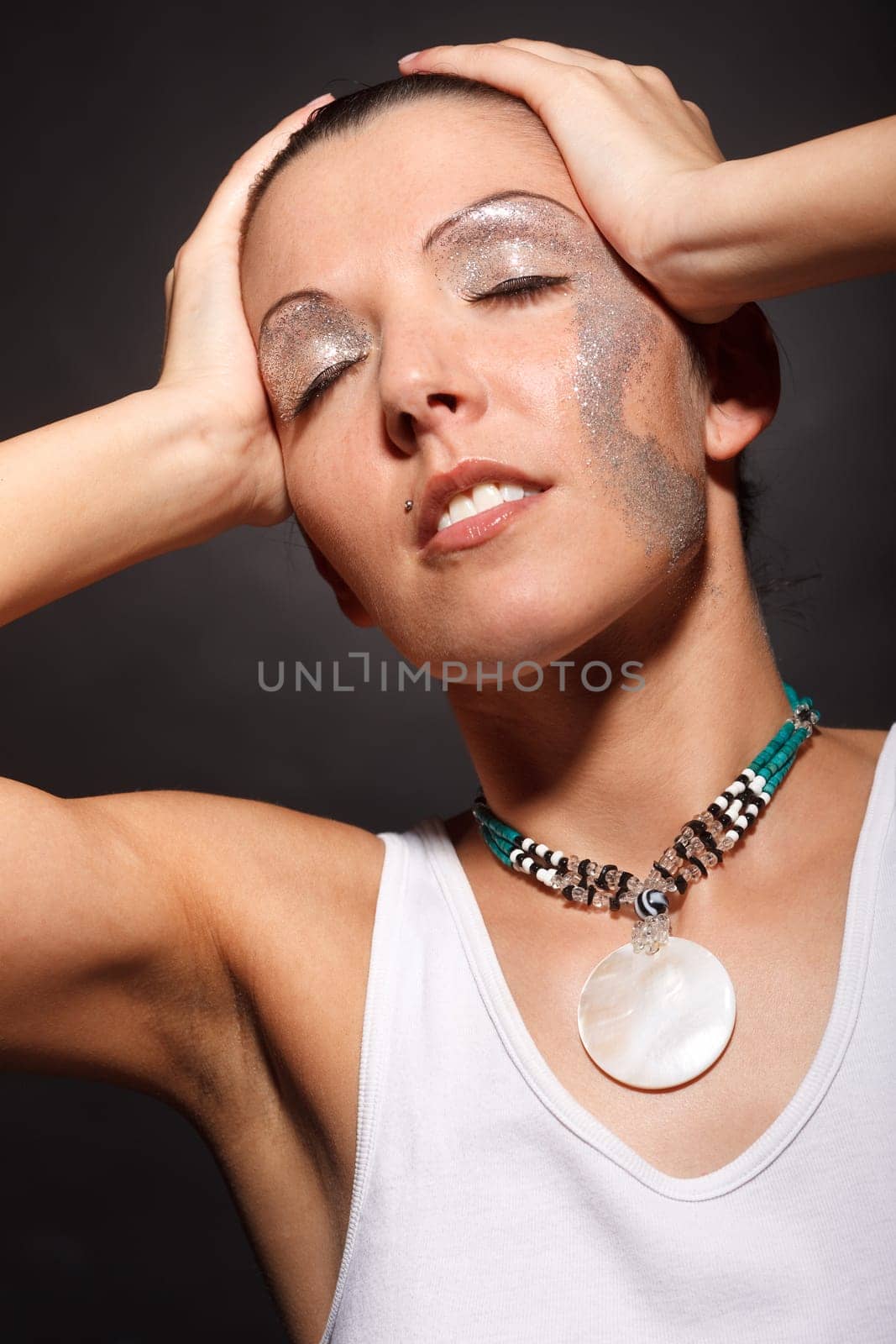 Fashion model in undershirt