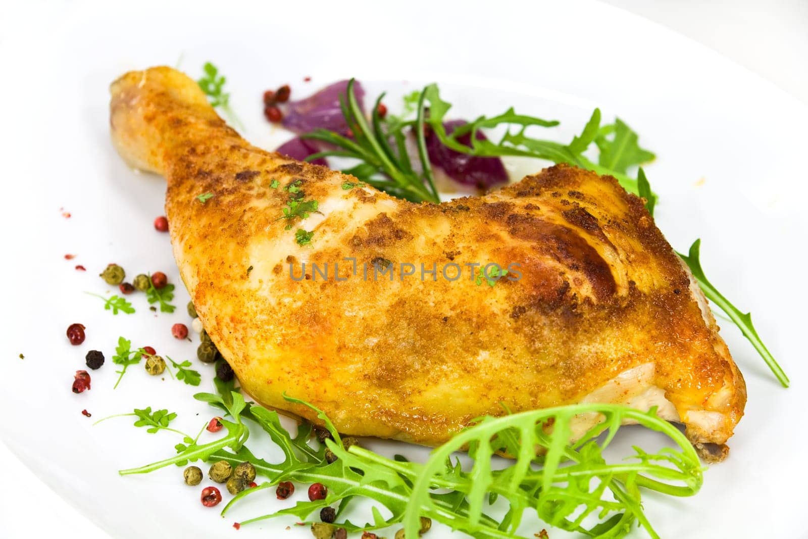 Chicken leg with rocket salad and zw