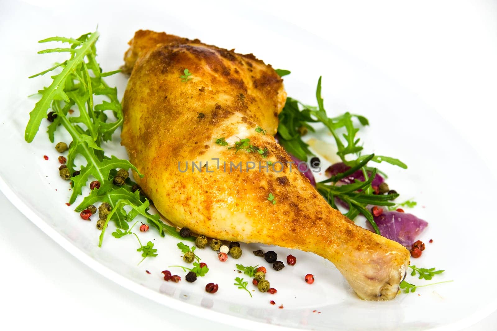 Chicken leg with rocket salad and zw